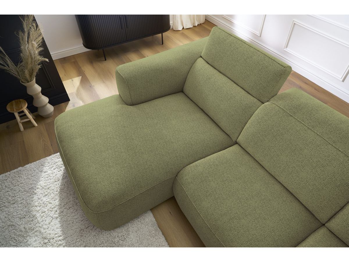 Bobochic William Ecksofa Melange-Stoff Grün Ecke links
