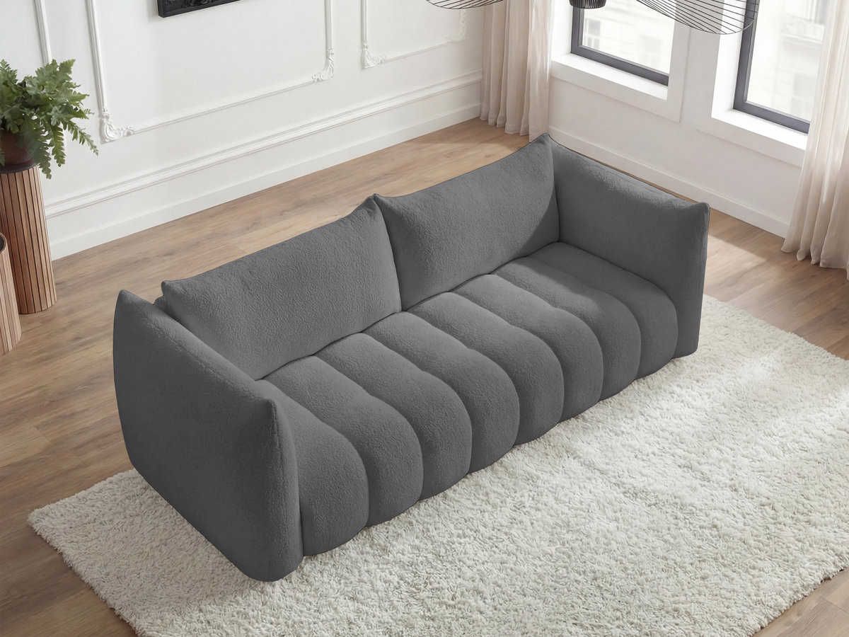 Bobochic Azra Sofa 4-Sitzer Bouclé-Stoff Dunkelgrau