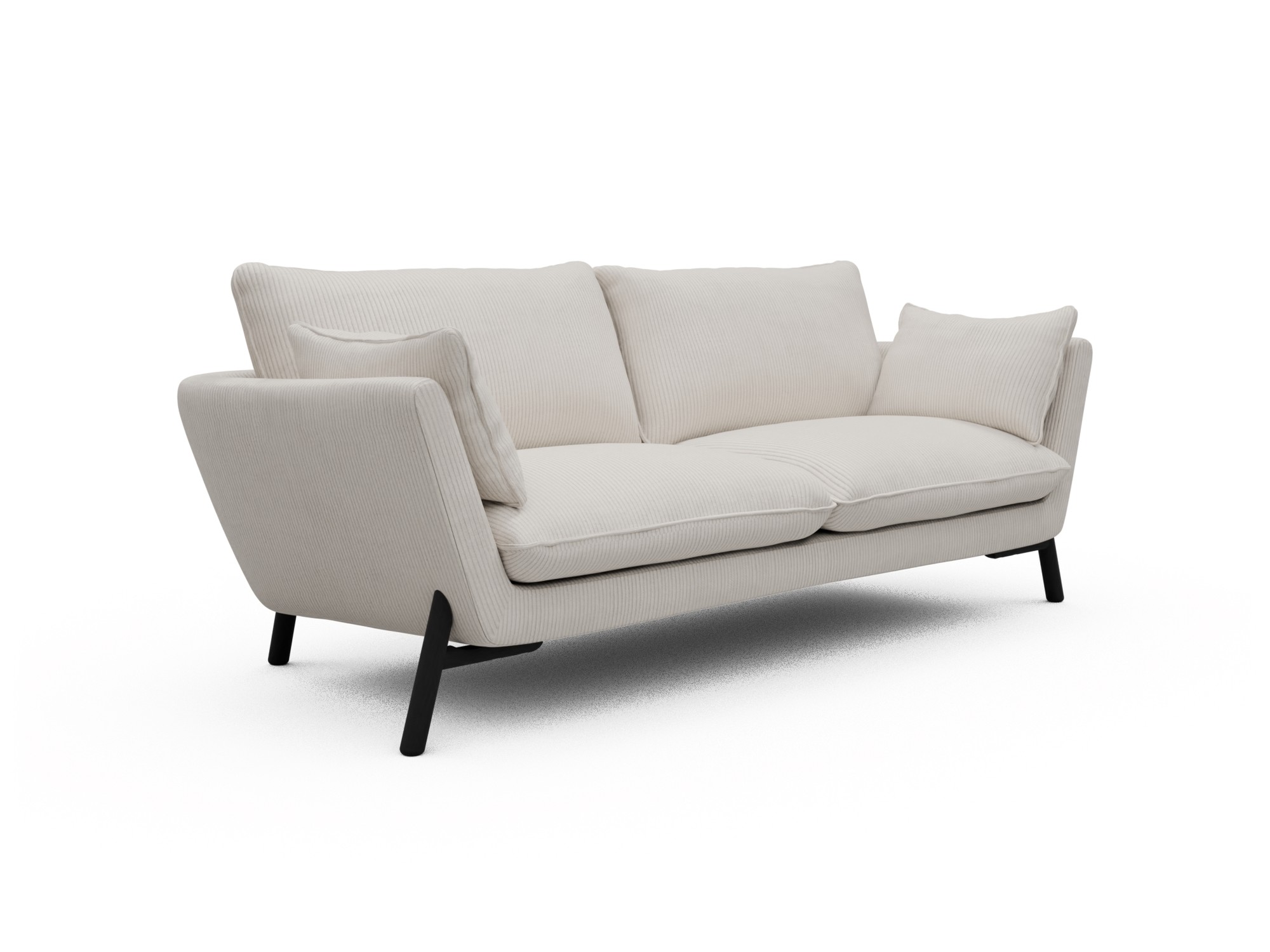 Skandi Home Sofa Emil 3-Sitzer Beinfarbe Eiche Schwarz Corduroy-Ivory moebelfaktor