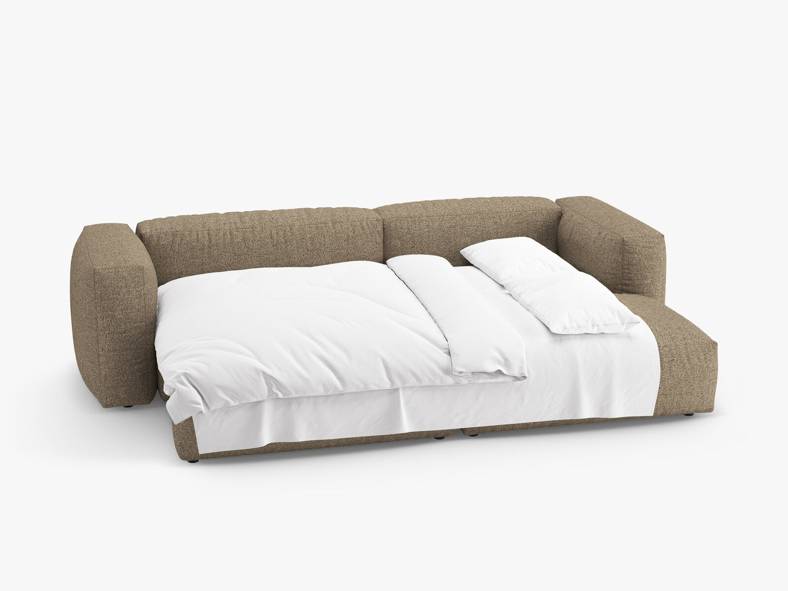 Micadoni Martina Ecksofa 4-Sitzer mit Schlaffunktion Rechts Boucle Monet Cappuccino