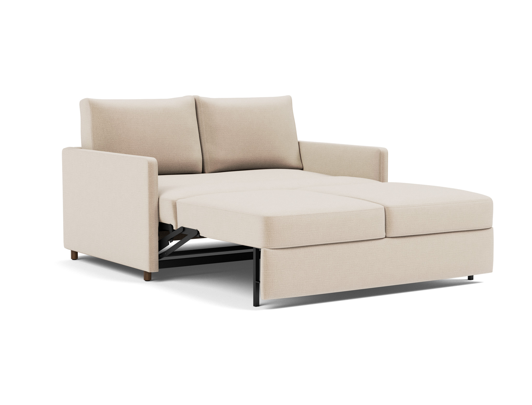 Schlafsofa Neah mit Slim-Armlehnen 140 Chenille Esina 410-Almond-Beige