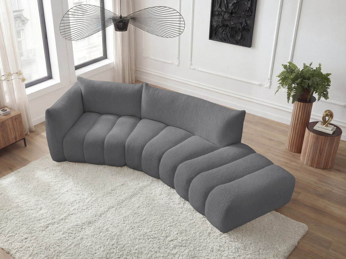 Bobochic Azra Ecksofa 325 × 112 cm Bouclé-Stoff Dunkelgrau Ecke links