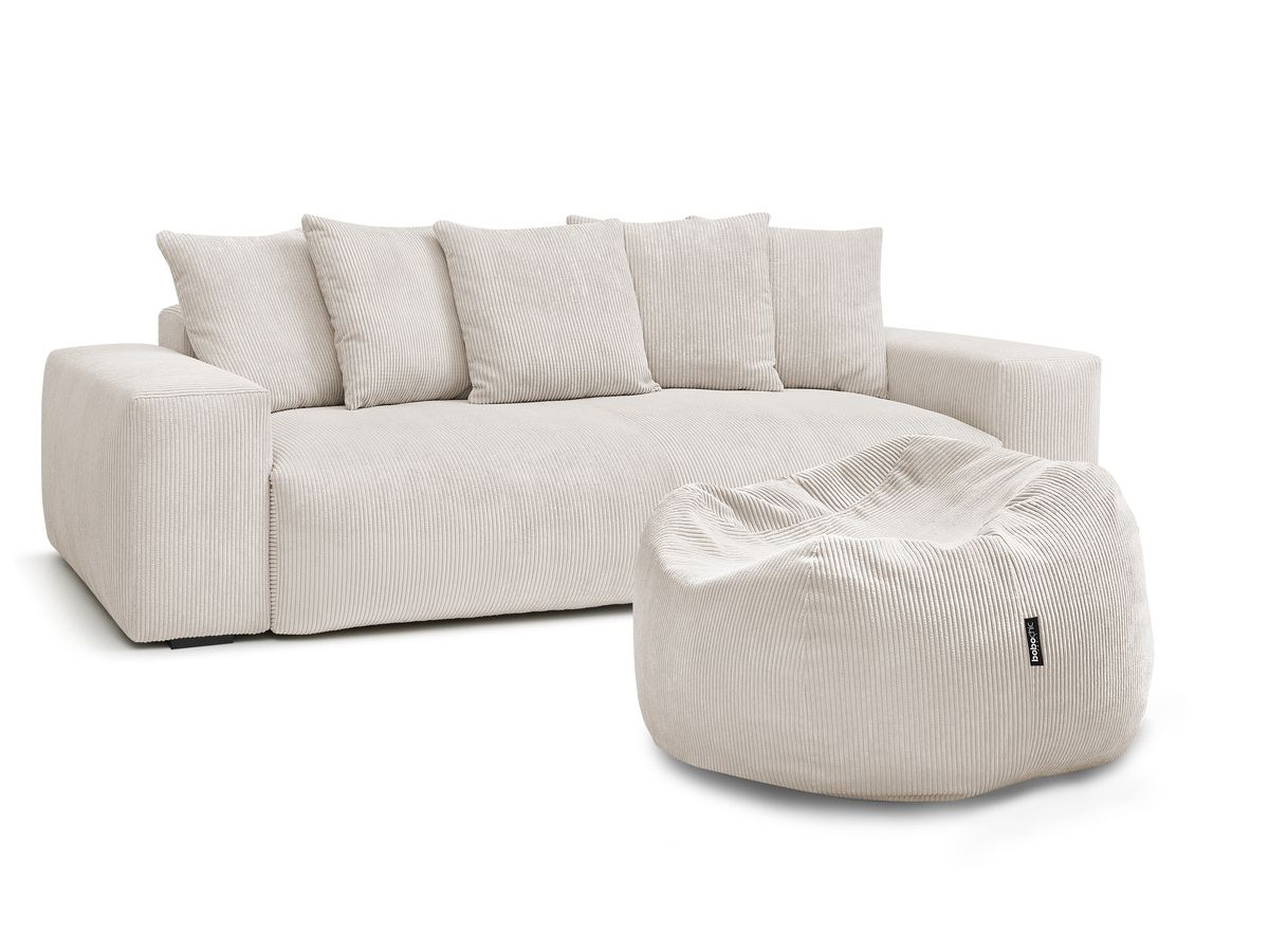 Bobochic Voltaire Sofa 4-Sitzer mit Pouf 280 × 124 cm