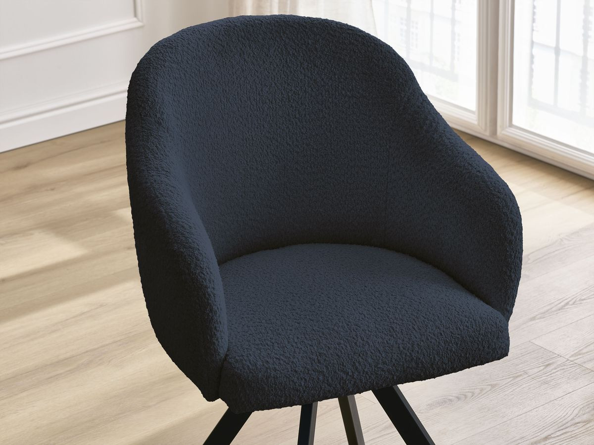 Bobochic Sophie Esszimmerstuhl mit Sternfuß Bouclé-Stoff Dunkelblau