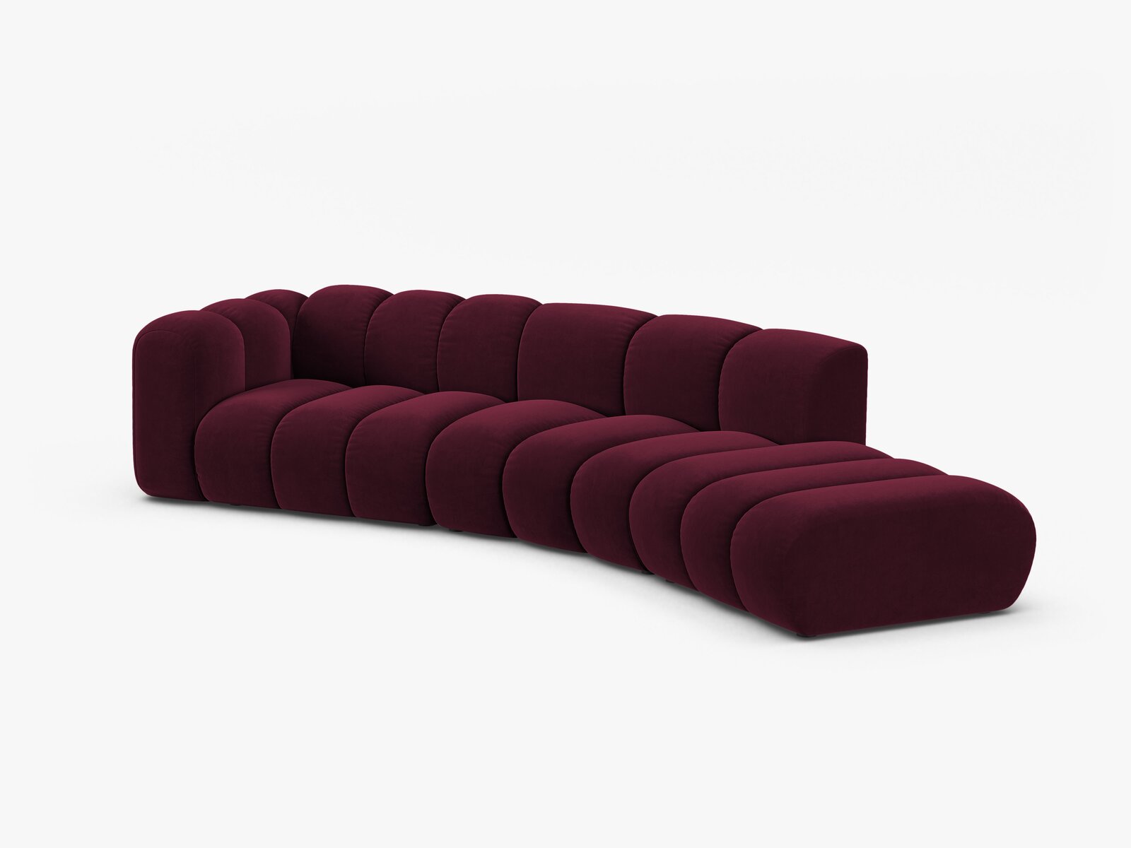 Micadoni Modulares Sofa Lupine 5-Sitzer Samt Venus Burgunder Rechts