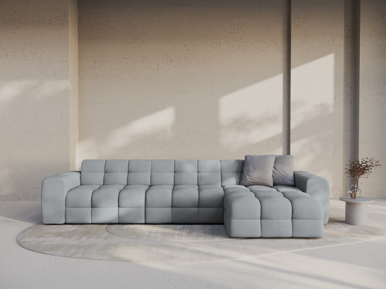 Micadoni Ecksofa Kendal 5-Sitzer Rechts Strukturierter Stoff Platinum