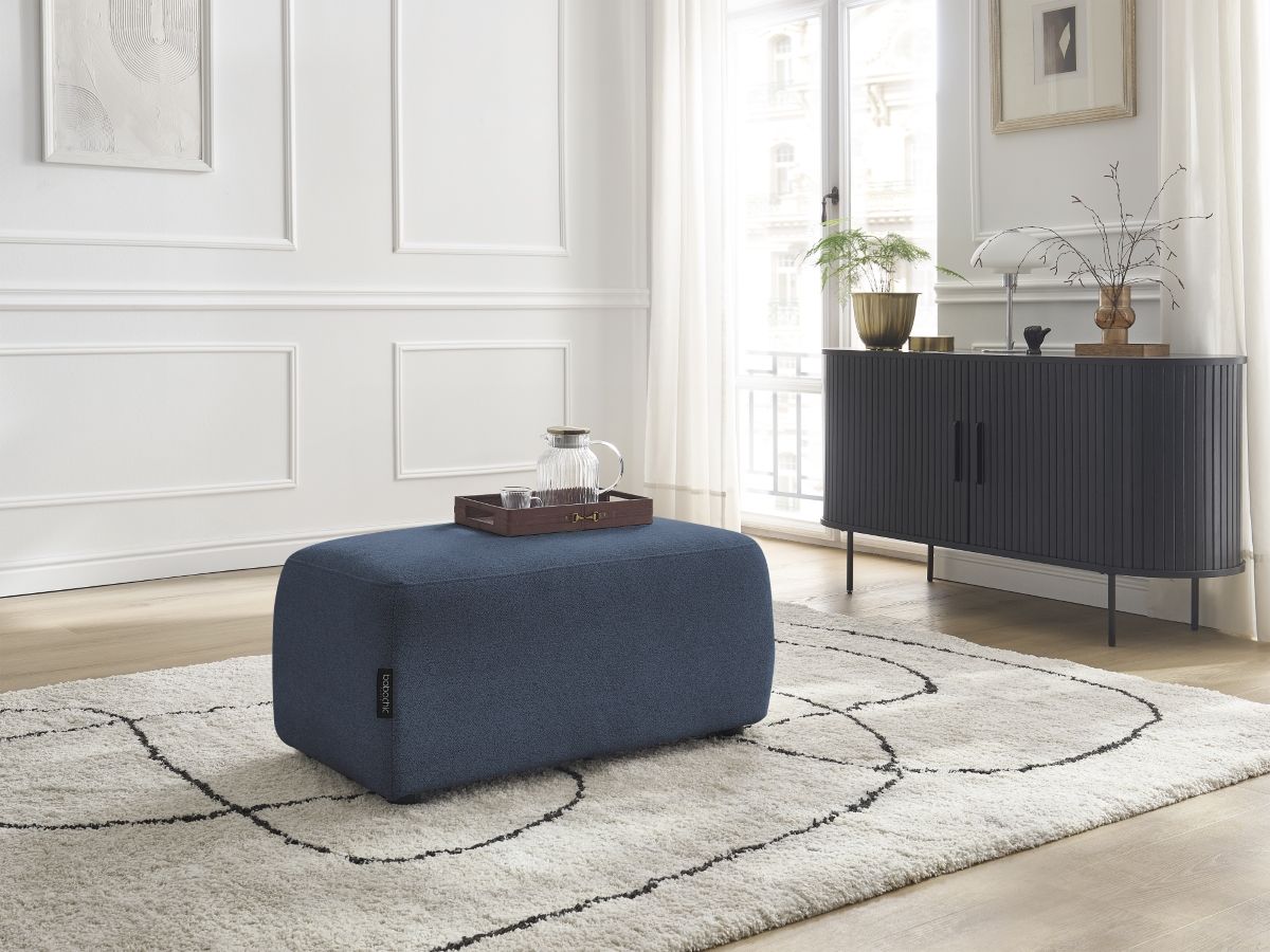 Bobochic Atilla Pouf Melange-Stoff Blau