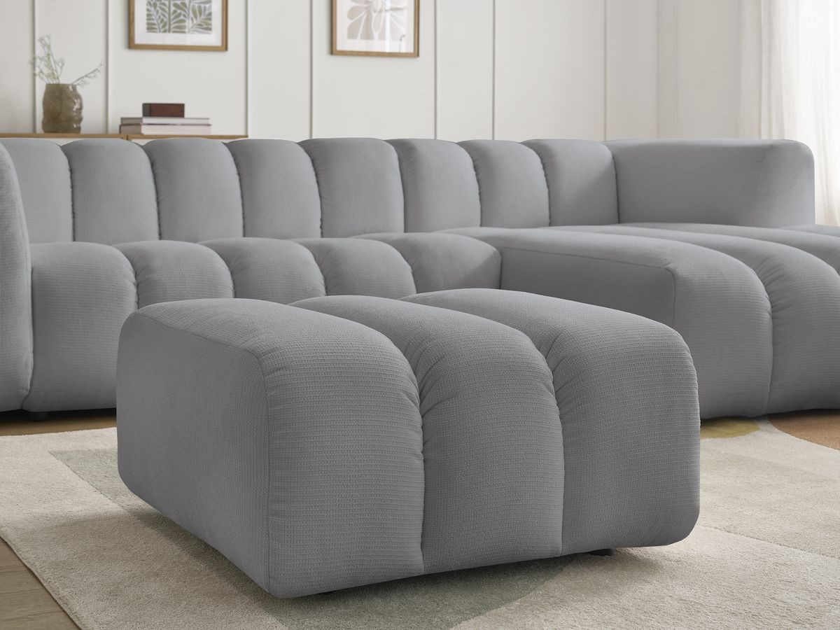 Bobochic Talia Ecksofa mit Pouf Melange-Stoff Hellgrau Ecke rechts