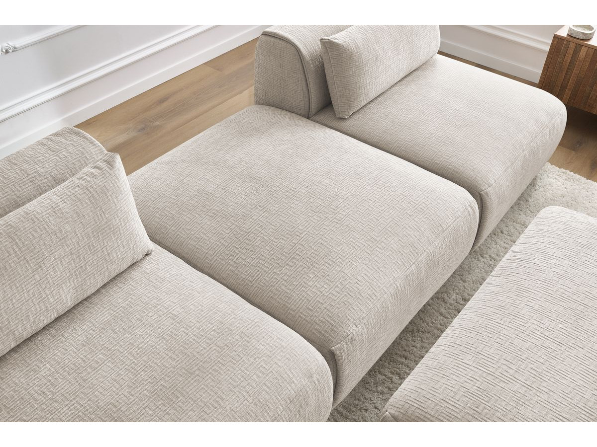 Bobochic Jeanne Sofa 4-Sitzer mit Pouf Strukturstoff Beige