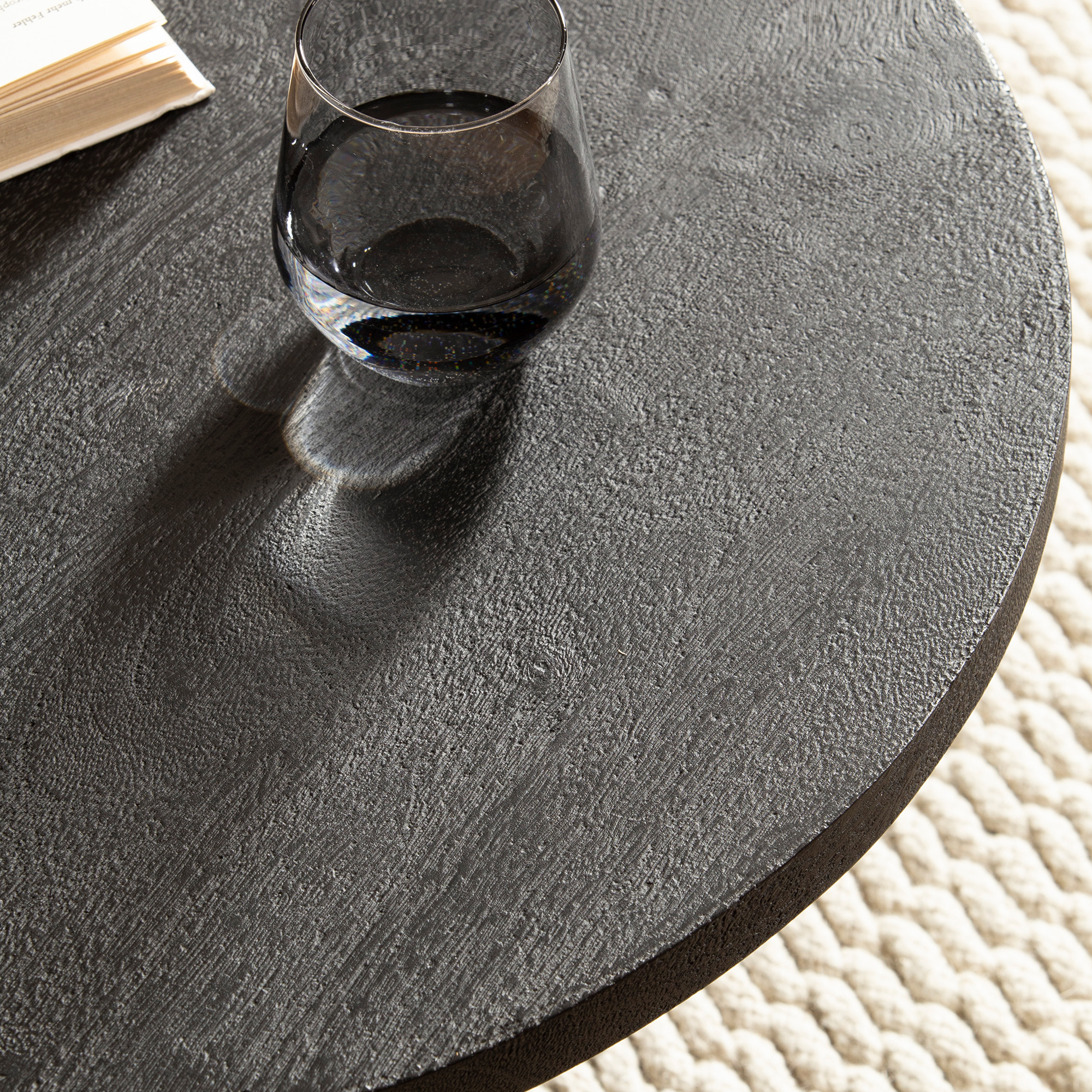 Couchtisch Asker Massivholz Schwarz Ø 60 × H 33 cm
