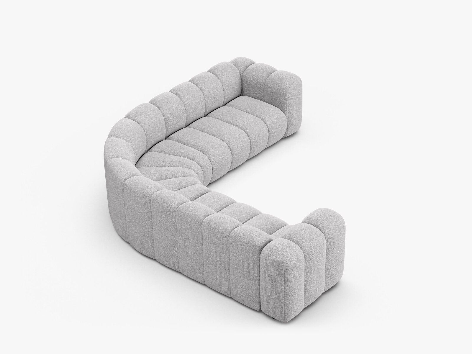 Micadoni symmetrisches Ecksofa Lupine 5-Sitzer mittelgroß Boucle Baloo Hellgrau