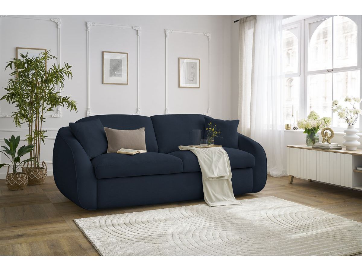 Bobochic Cezanne Schlafsofa 3-Sitzer Stoff Dunkelblau, Liegefläche 160 × 194 cm