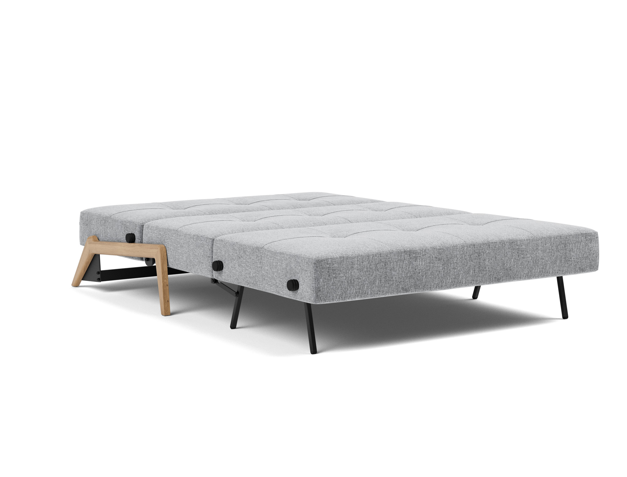 Schlafsofa Cubed 140 Strukturierter Stoff Twist 565-Granite Beine Eiche