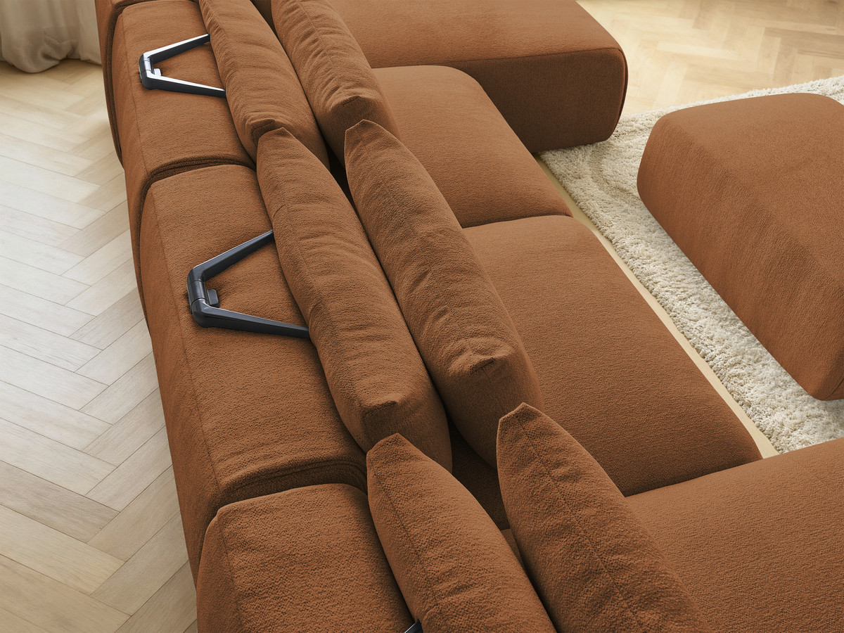 Bobochic Jana Wohnlandschaft mit kleinem Pouf Melange-Stoff Orange