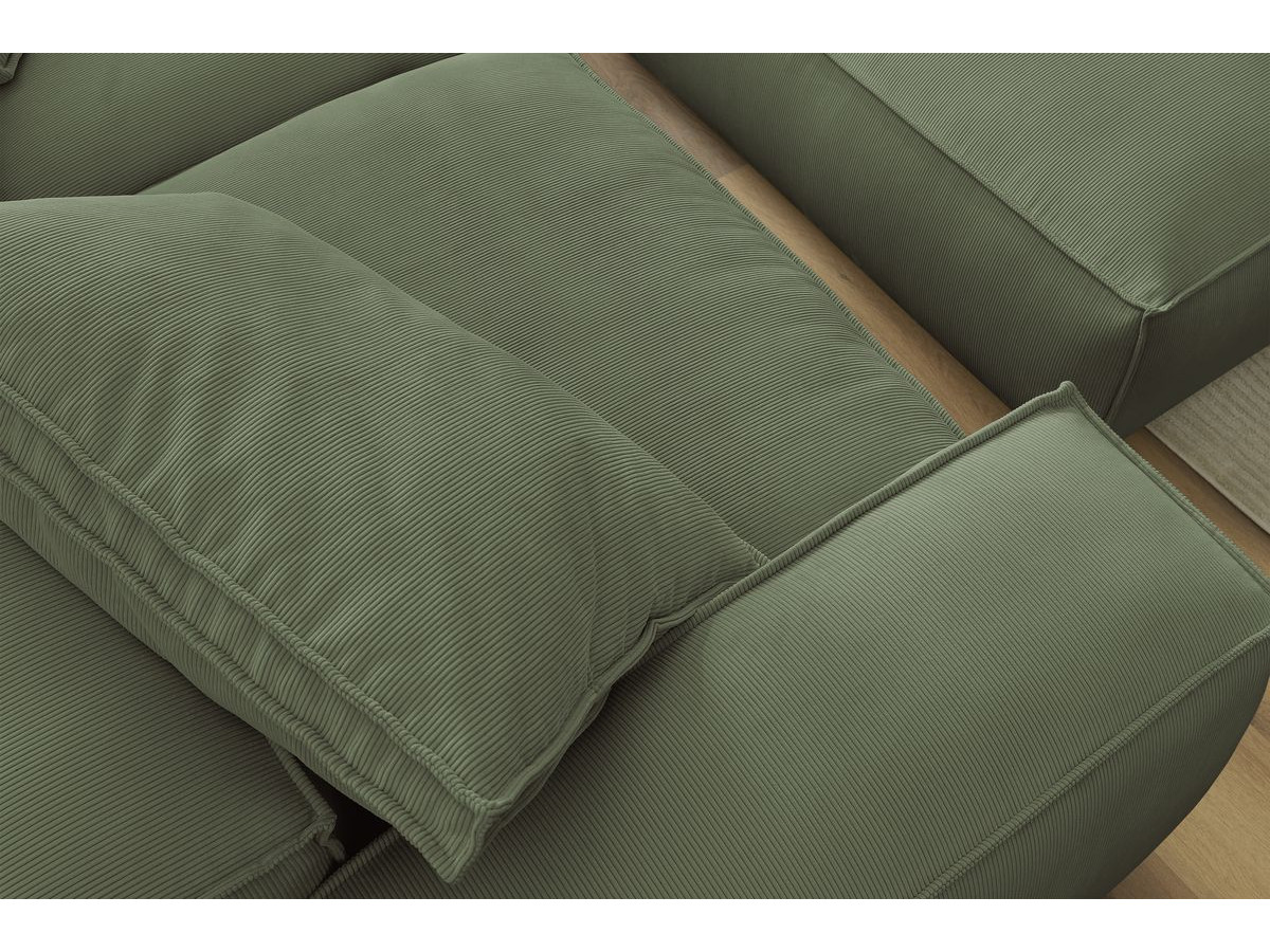 Bobochic Boheme Sofa 4-Sitzer mit Pouf Cordsamt Grün