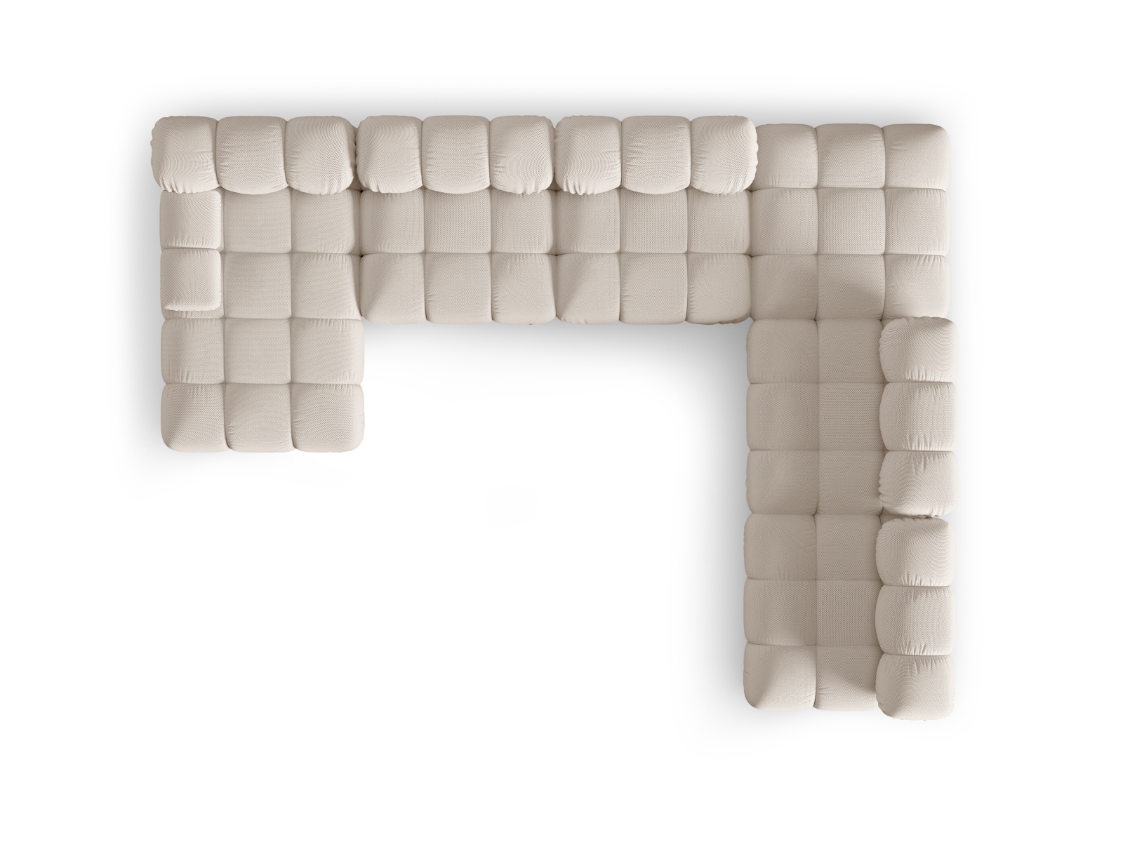 Micadoni Modulares Panorama Ecksofa Bellis 7-Sitzer Rechts 3D-Stoff Sonic Helles Beige