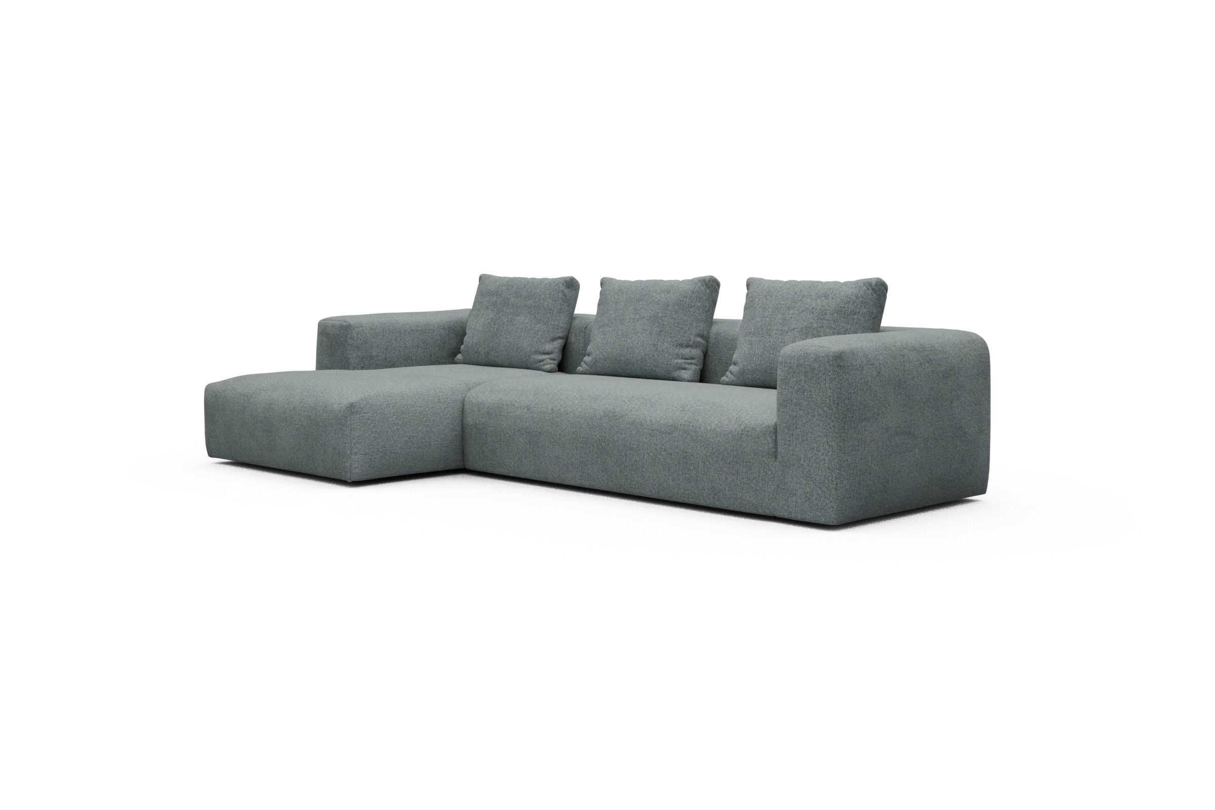 Ecksofa Fred Chaiselongue links mit 2,5-Sitzer Casone-Light-Mixed-Green