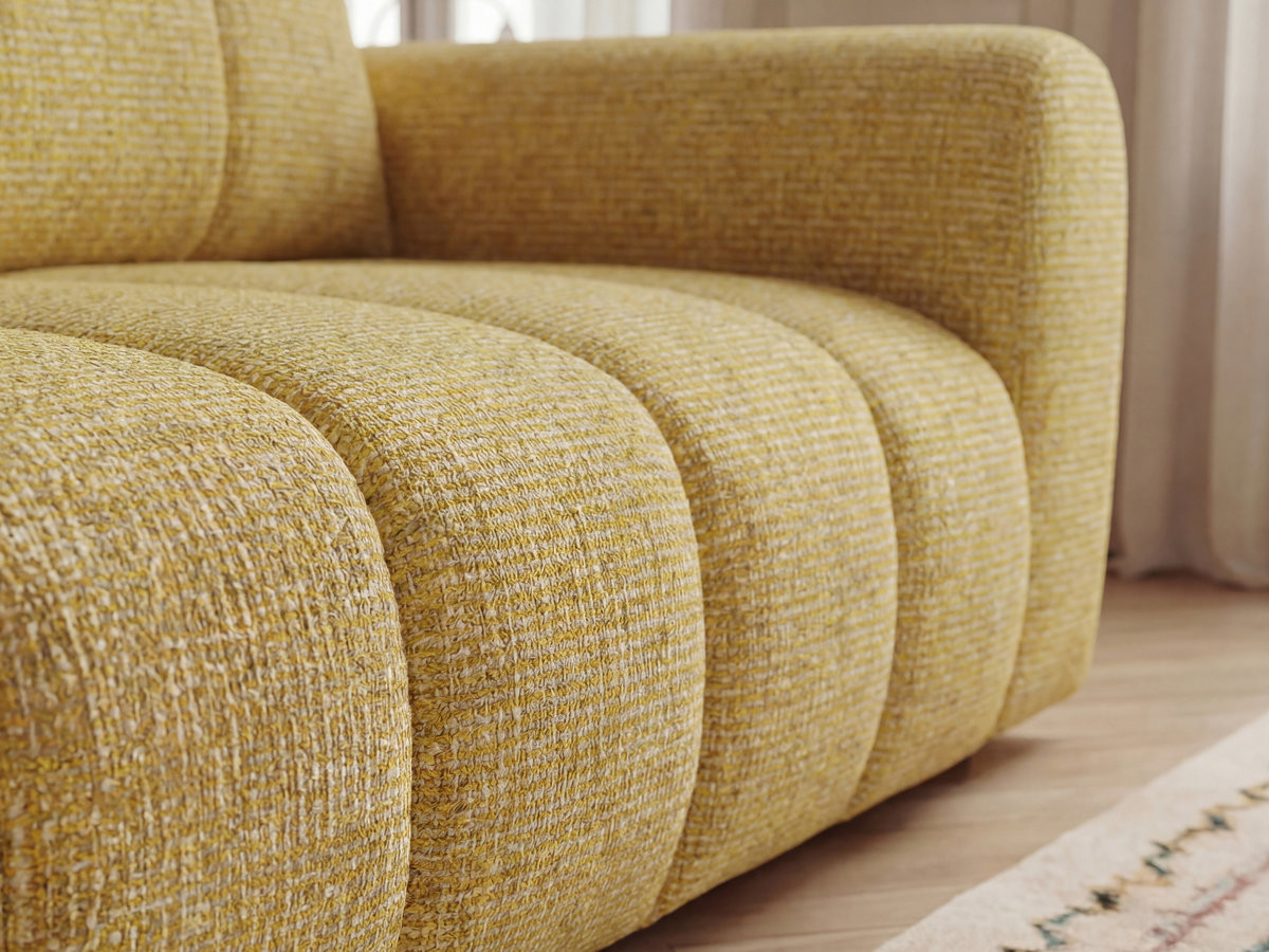 Bobochic Nesty Ecksofa 272 cm mit Pouf Melange-Stoff Gelb Ecke links
