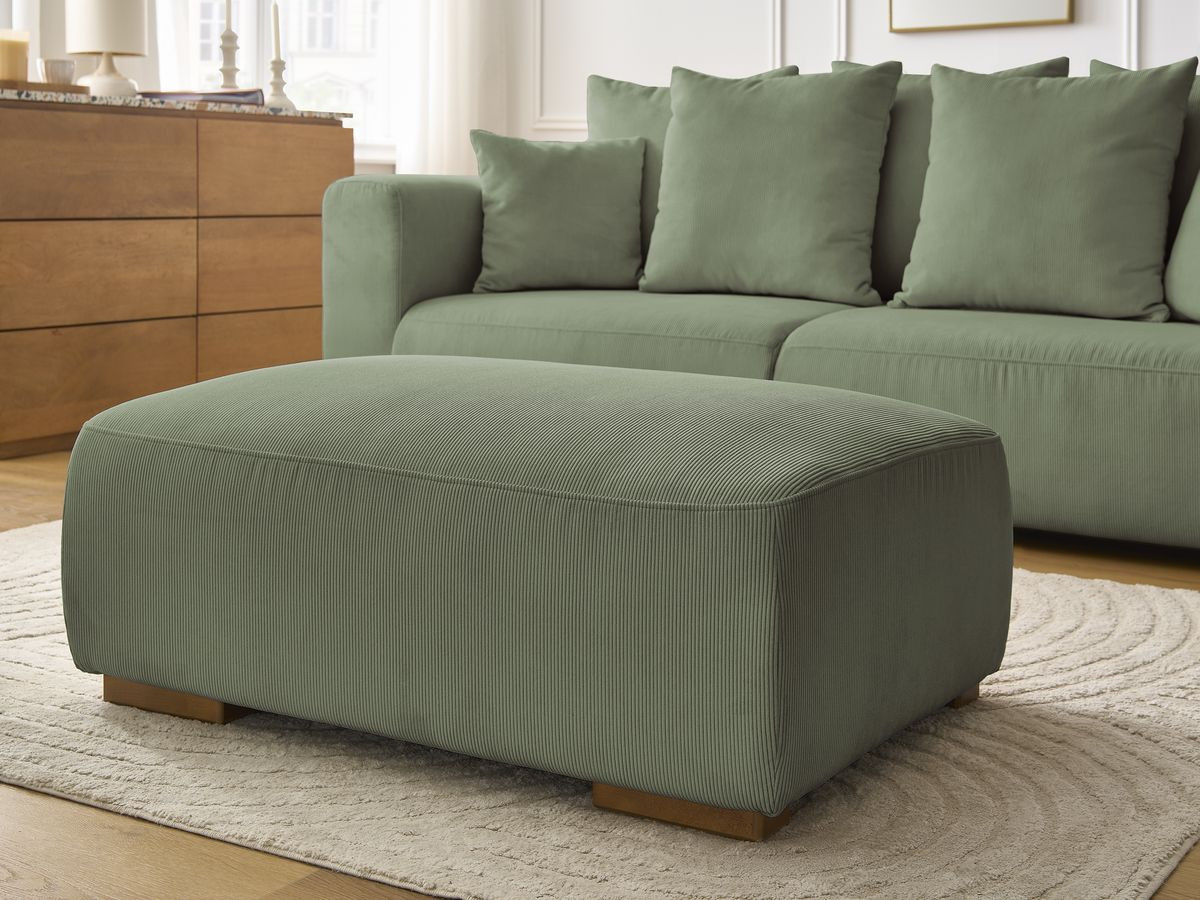 Bobochic Sidonie Sofa 4-Sitzer mit Pouf Cordsamt Grün