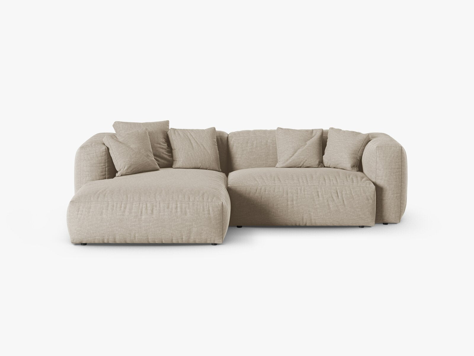 Micadoni Ecksofa Martina 2-Sitzer 90cm Sitztiefe Links Strukturierter Stoff Boston Helles Beige
