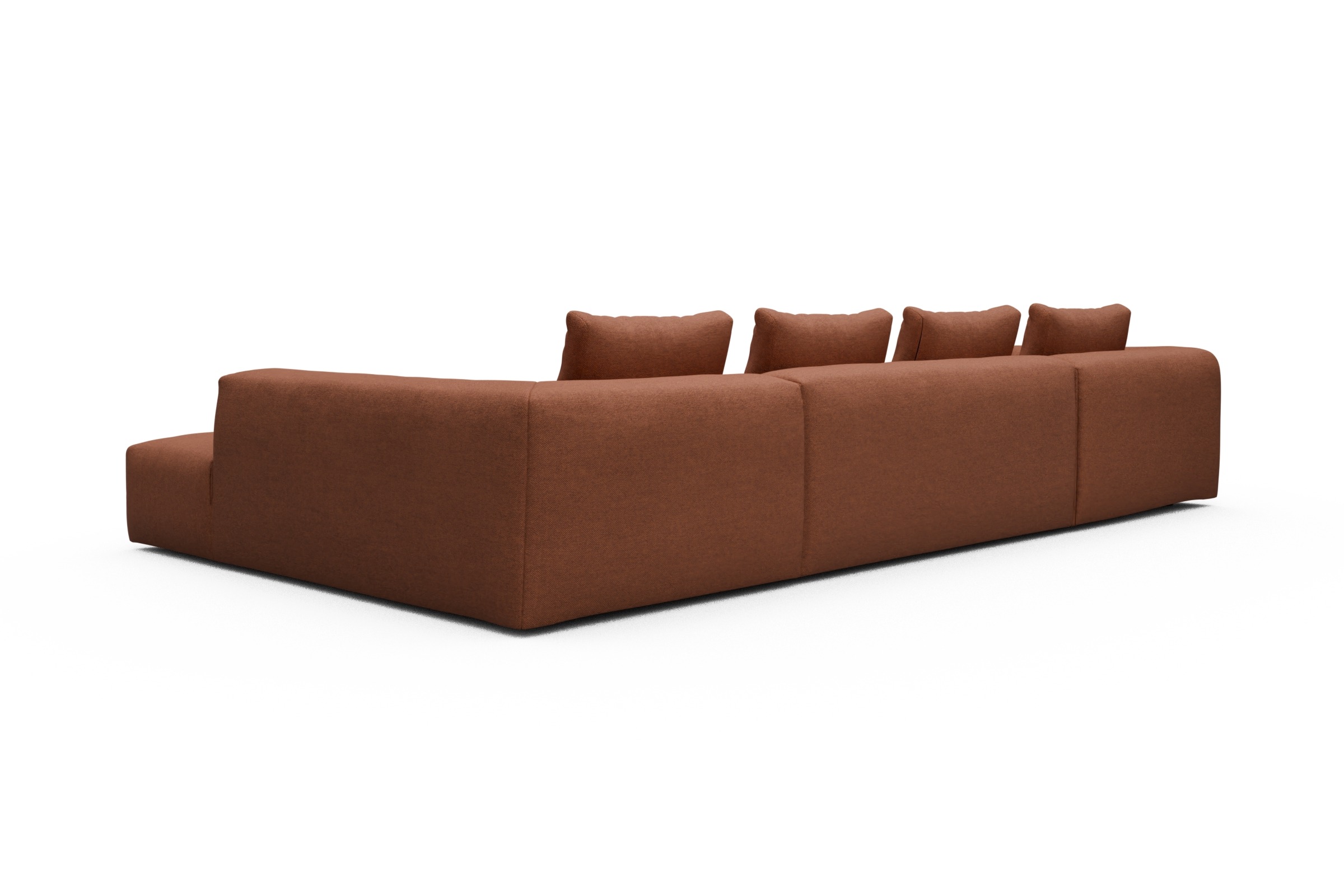 Wohnlandschaft Fred Relax-Ecke rechts mit 2-Sitzer und Chaiselongue links Weda-Rust