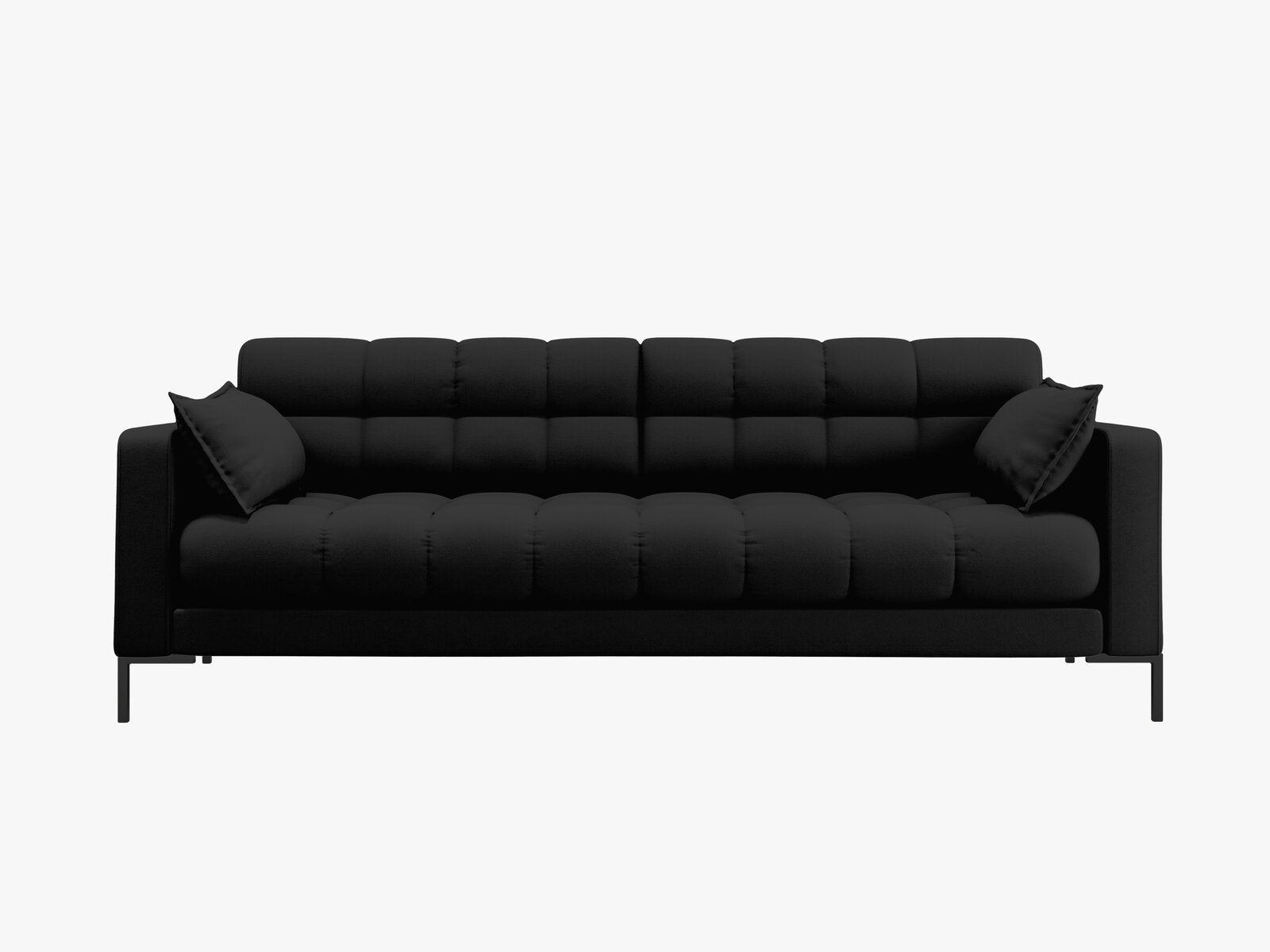 Micadoni Sofa Mamaia 4-Sitzer Strukturierter Stoff Neve Schwarz schwarze Beine