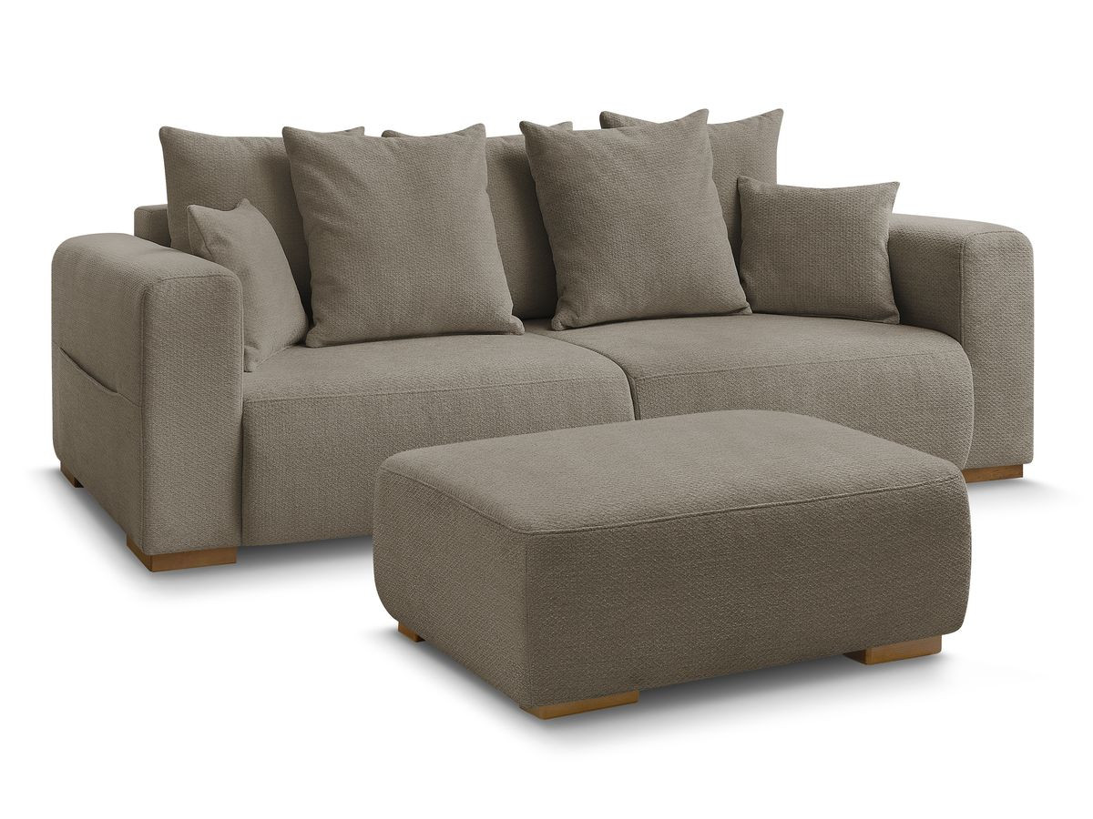 Bobochic Sidonie Sofa 4-Sitzer mit Pouf Melange-Stoff Taupe
