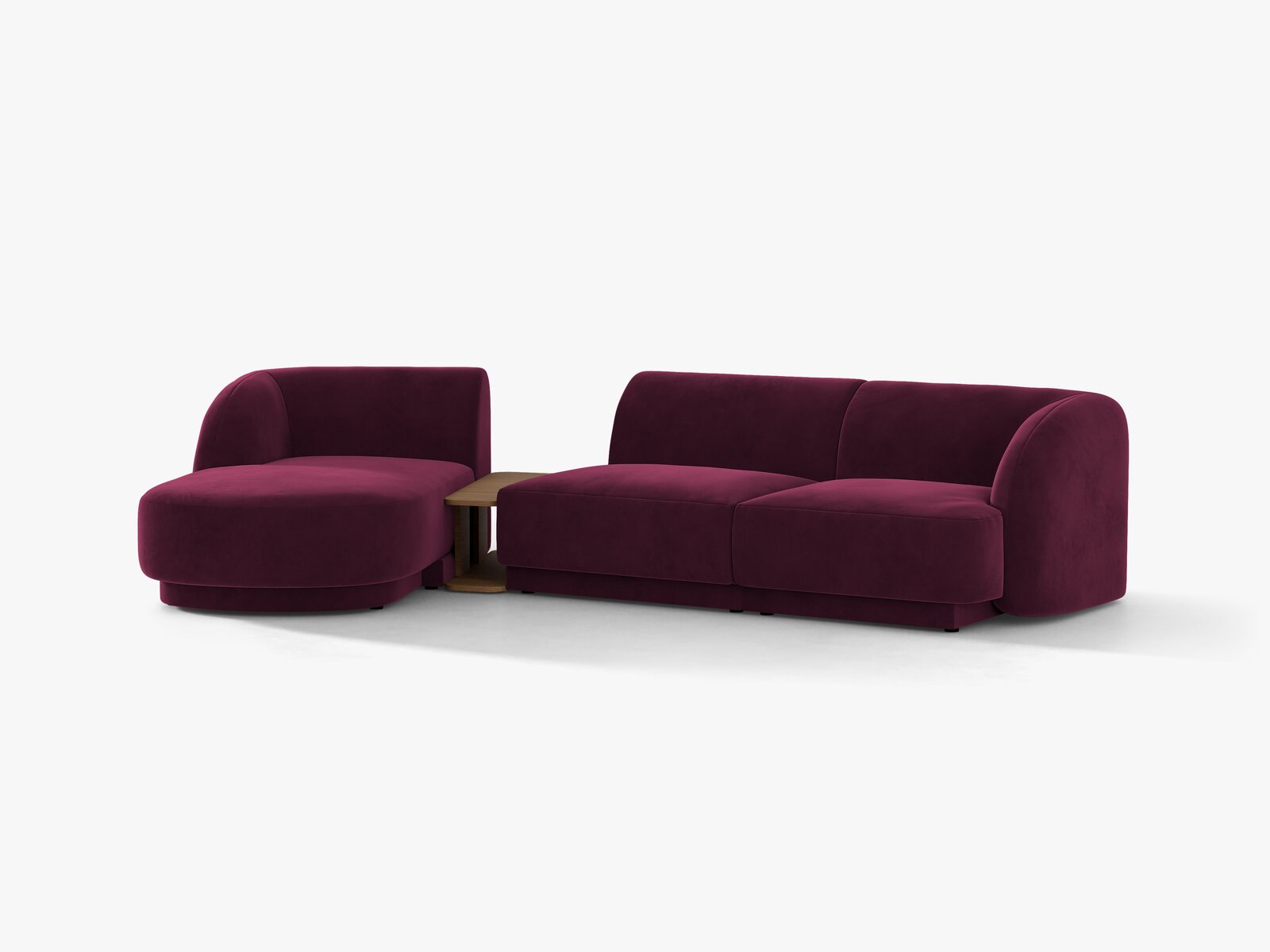 Micadoni Modulares Sofa Miley mit Recamiere 3-Sitzer Links Samt Venus Burgunder