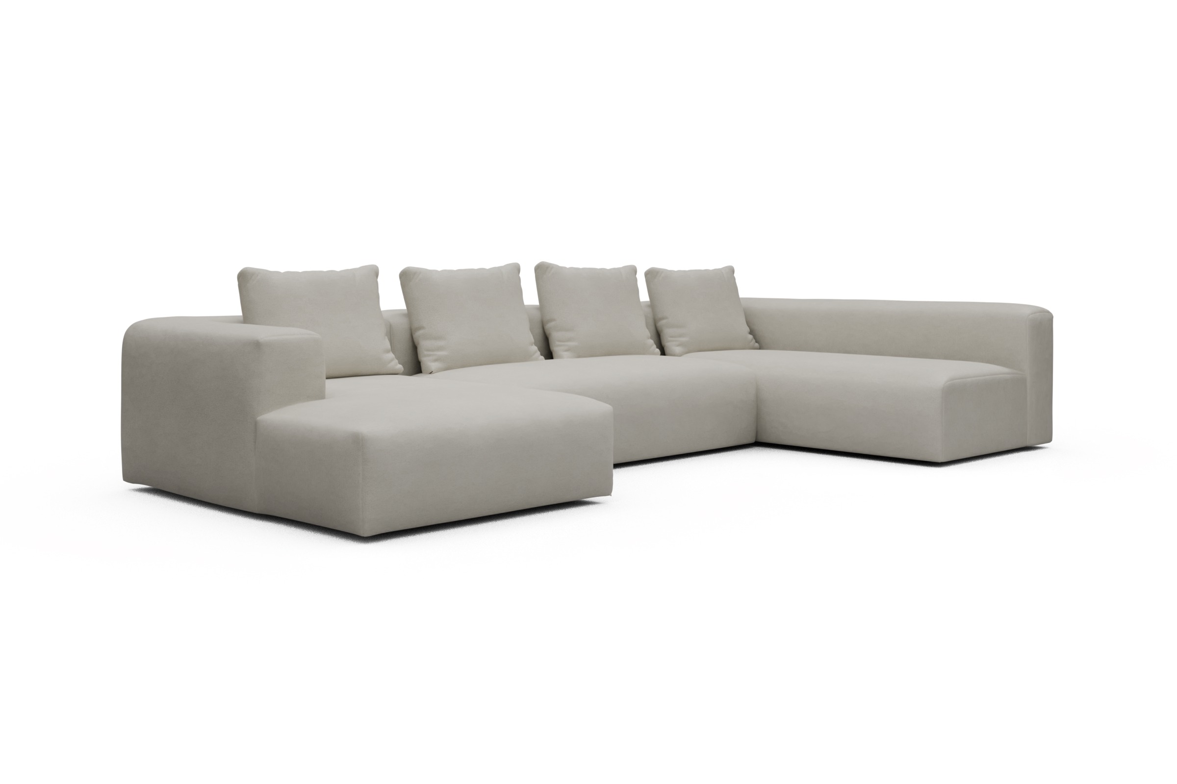 Wohnlandschaft Fred Chaiselongue links mit 2-Sitzer und lange Armlehne rechts Denari-Clean-Beige