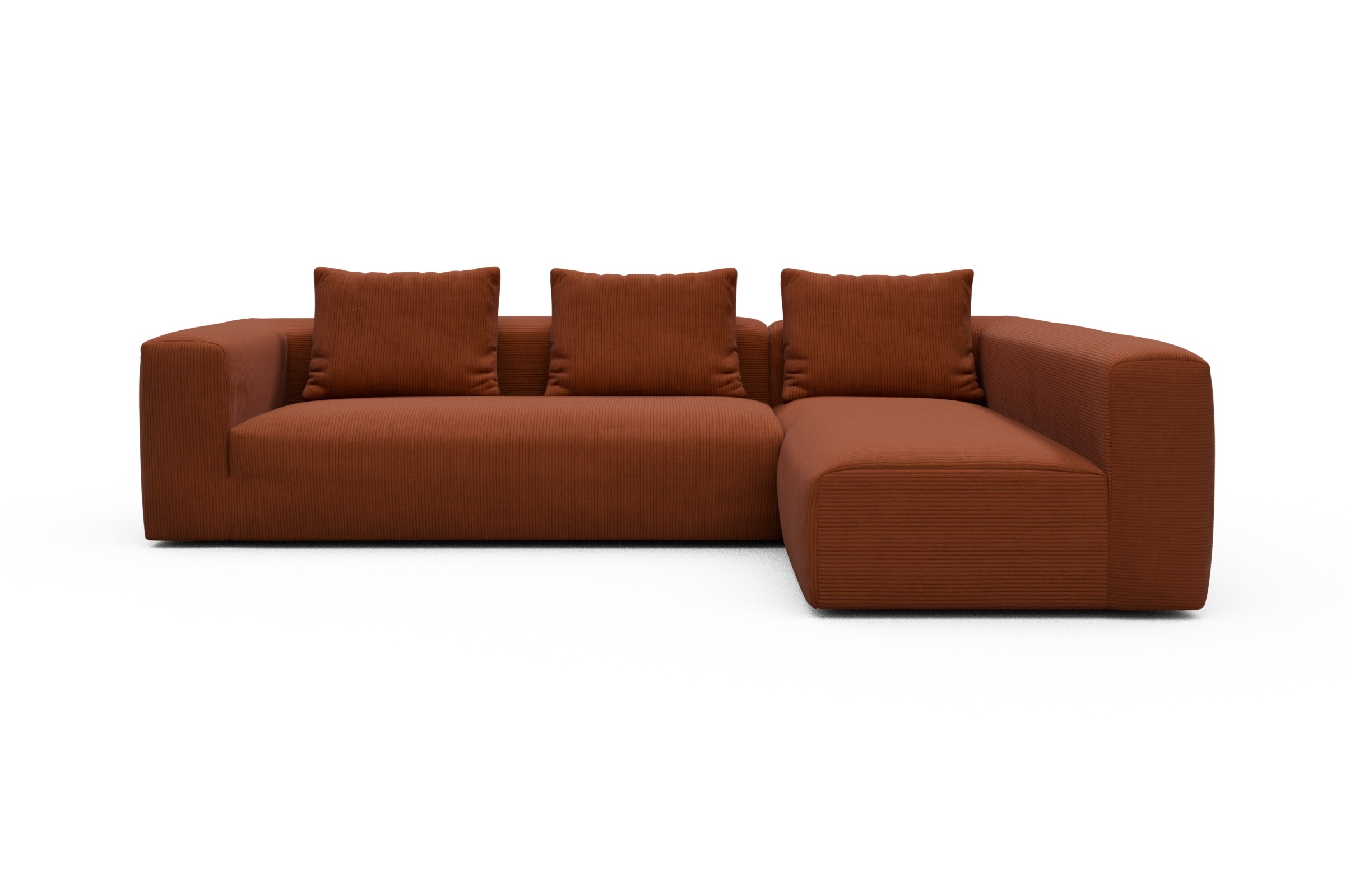 Skandi Home Ecksofa Fred 2x 2,5-Sitzer rechts offen Corduroy-Burnt-Orange moebelfaktor