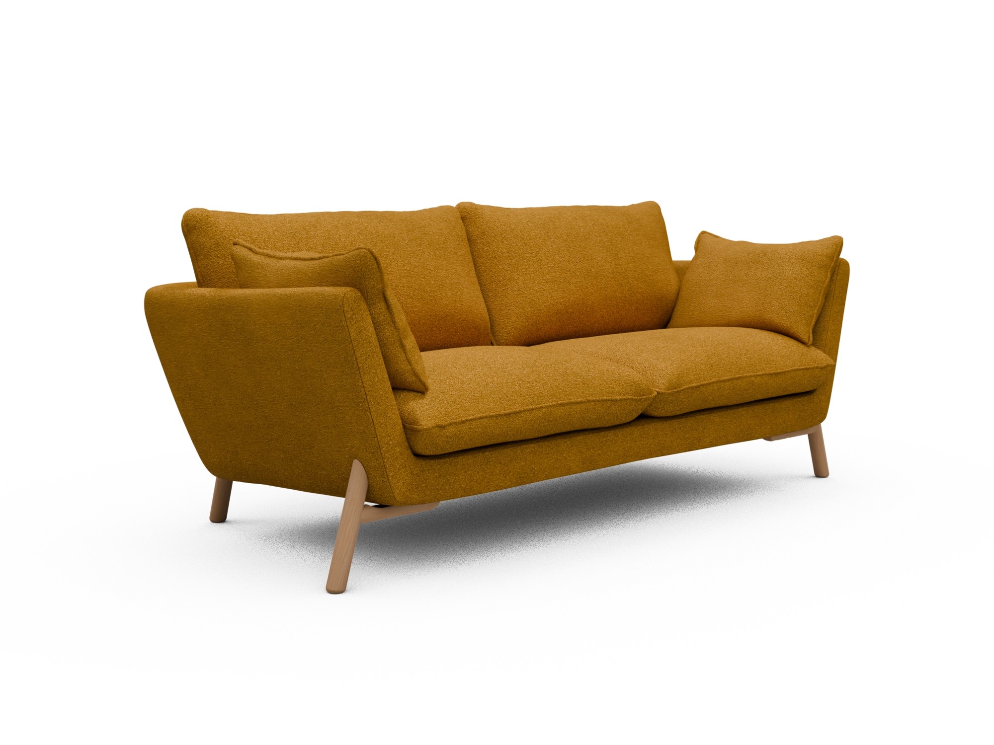 Skandi Home Sofa Emil 2-Sitzer Beinfarbe Eiche Natur Boucle-Ochre moebelfaktor