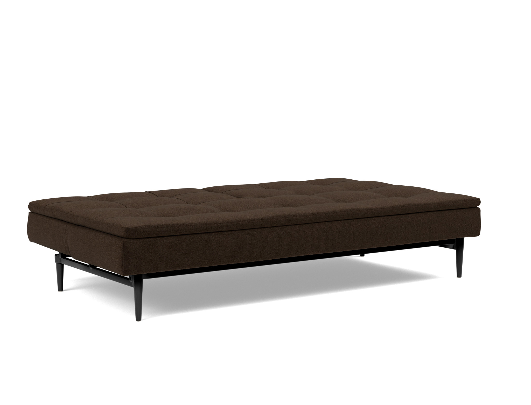 Schlafsofa Dublexo Strukturierter Stoff Taura 358-Chocco Beine Styletto Eiche schwarz
