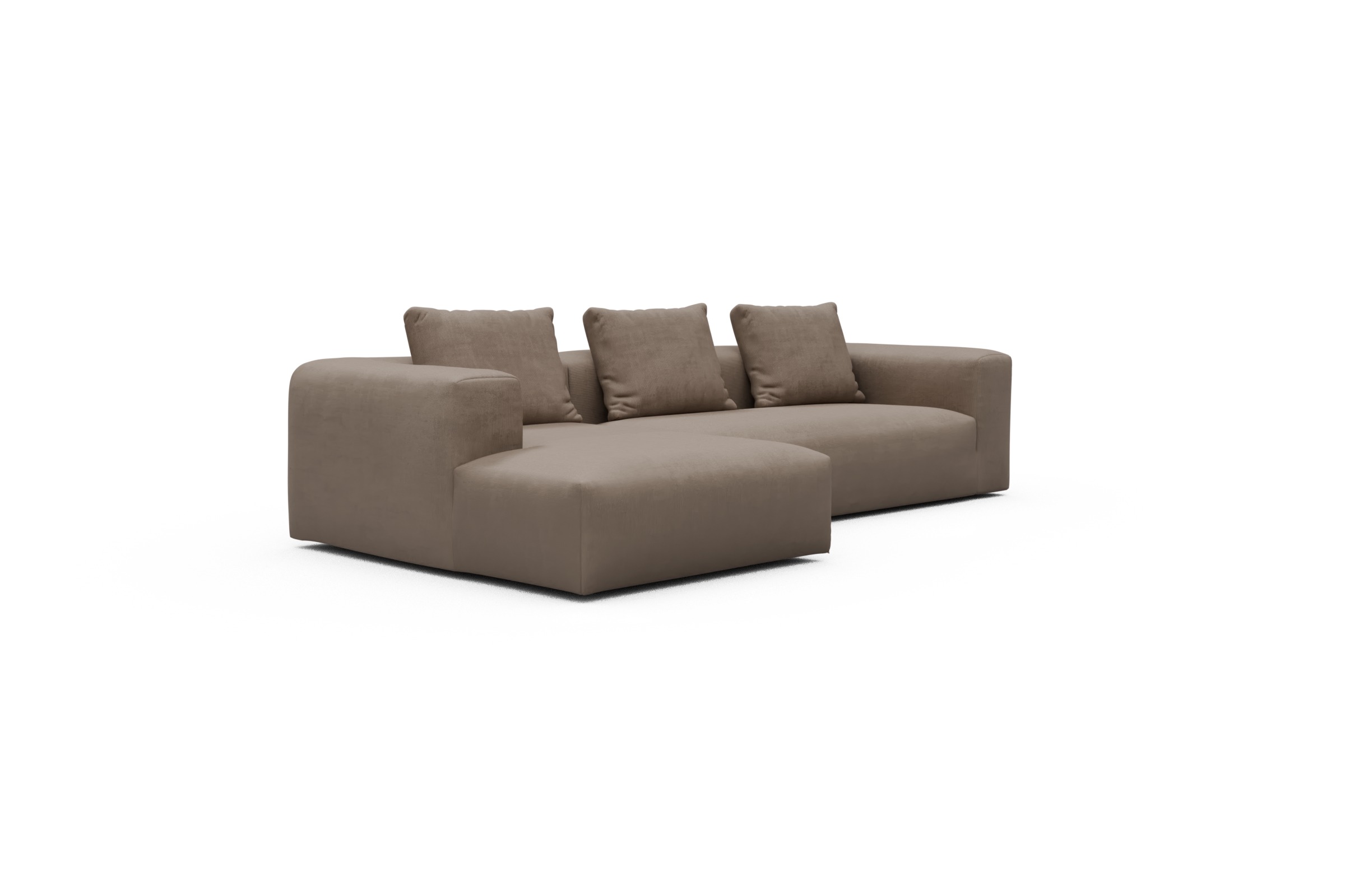 Ecksofa Fred Chaiselongue links mit 2,5-Sitzer Cordufine-Biege