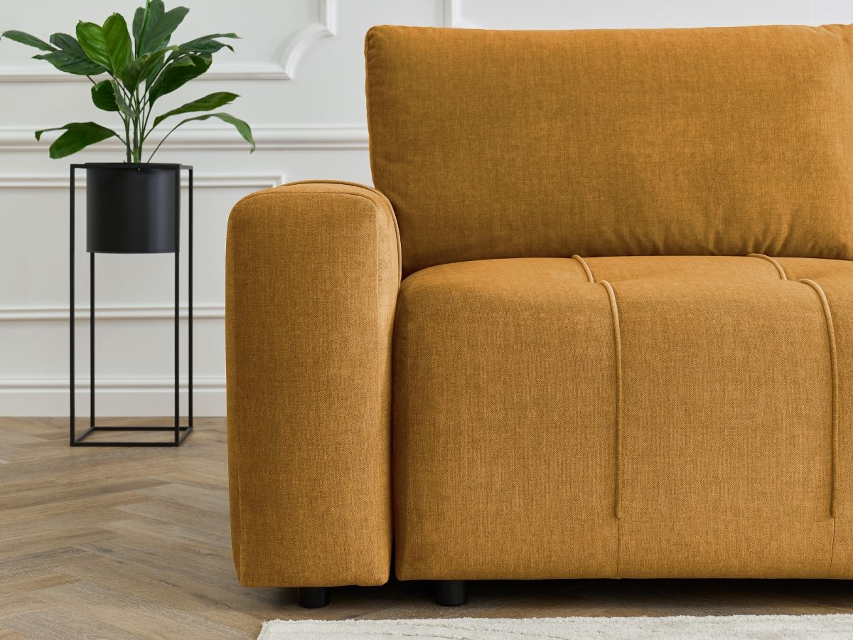 Bobochic Arsene Ecksofa mit Schlaffunktion und Bettkasten 277 × 200 cm Samt Gelb Ecke rechts