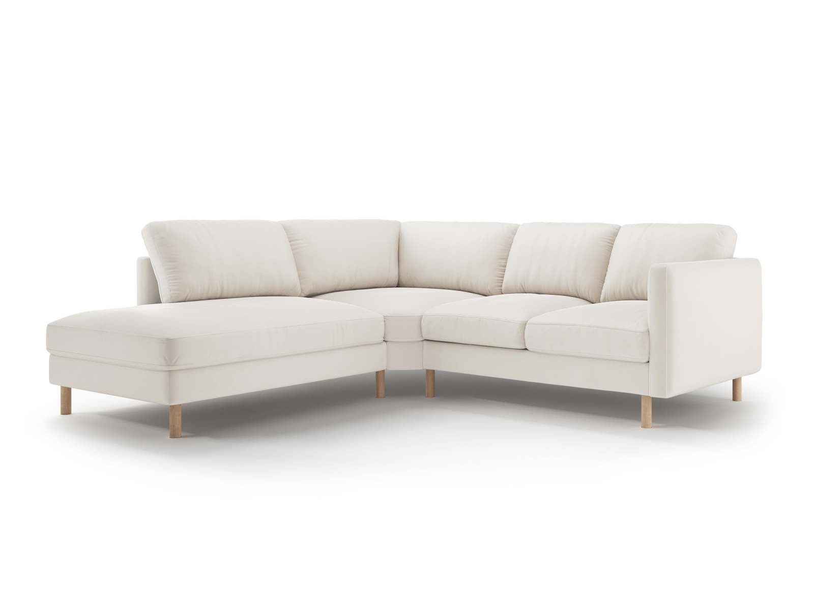 Micadoni Symmetrisches Ecksofa Eden 4-Sitzer Links Samt Beige