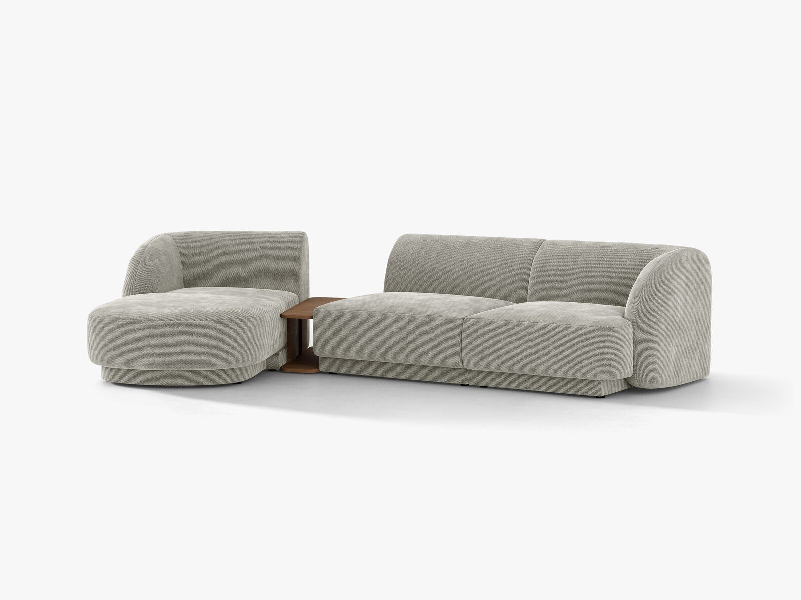 Micadoni Modulares Sofa Miley mit Recamiere 3-Sitzer Links Chenille Haga Hellgrau