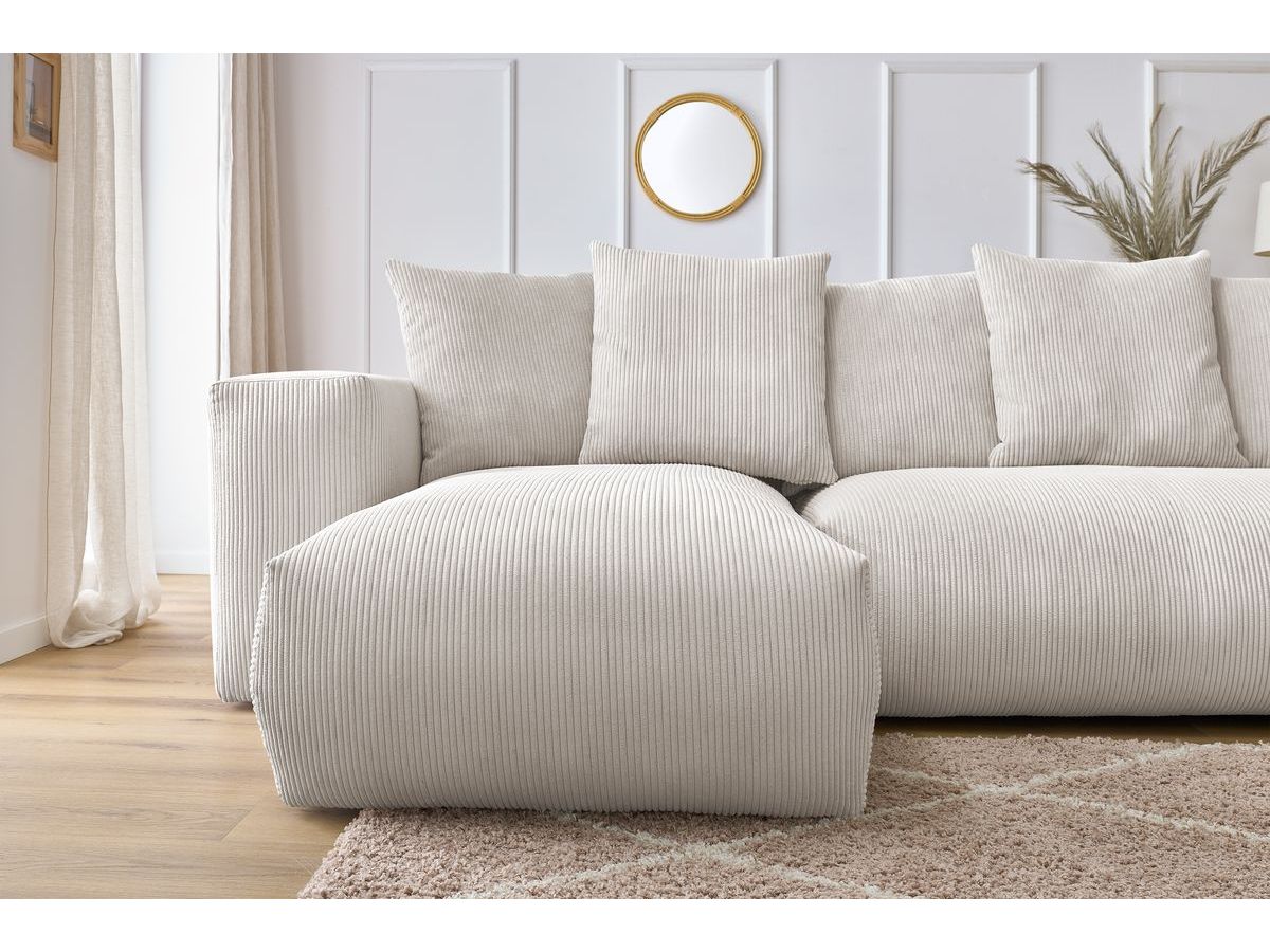 Bobochic Voltaire Wohnlandschaft 356 × 214 cm Cordsamt Beige Ecke links