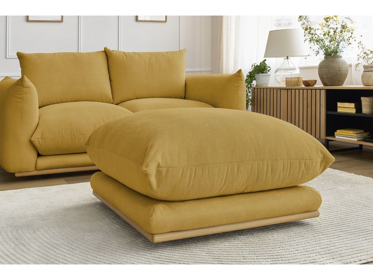 Bobochic Ernest Sofa 3-Sitzer mit Pouf 193 × 106 cm Stoff Gelb