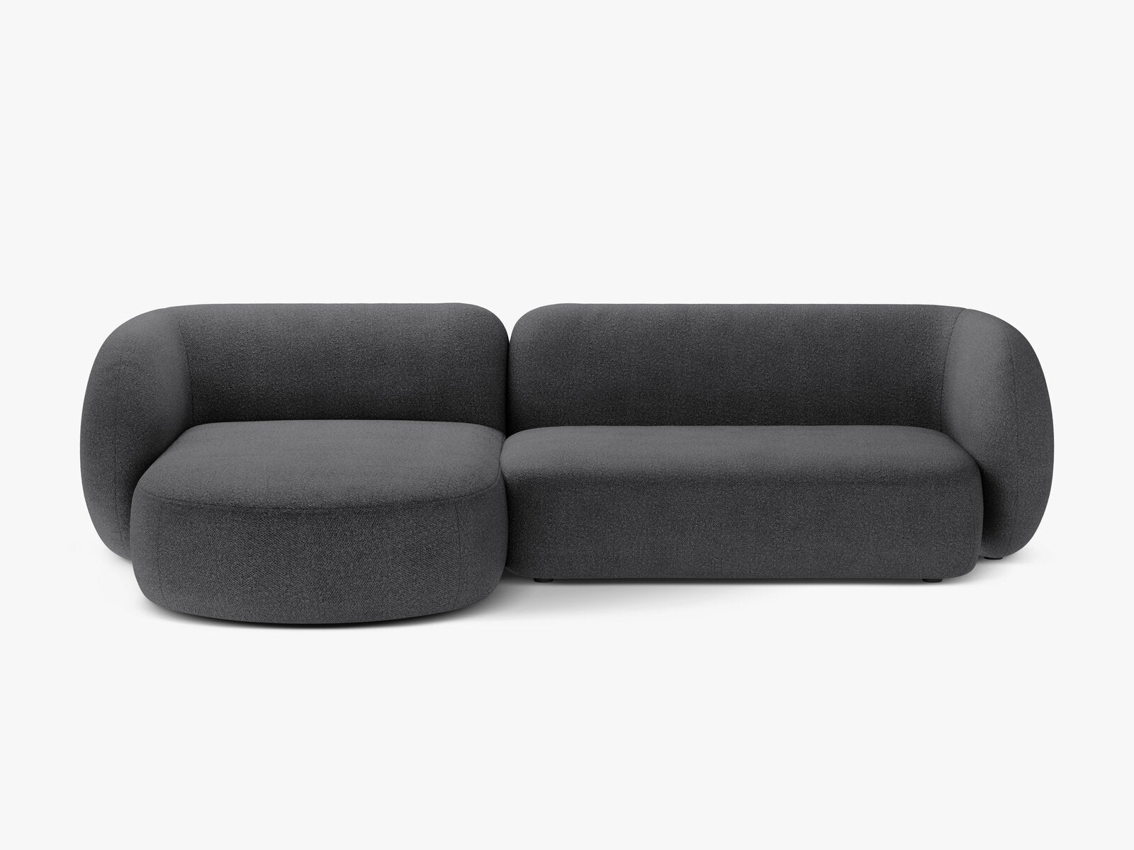 Micadoni Ecksofa Kate 3-Sitzer Links Boucle Dunkelgrau