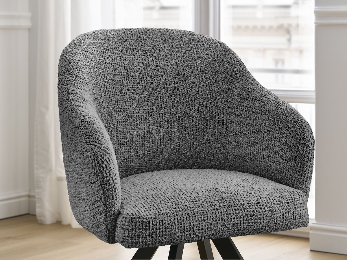 Bobochic Sophie Esszimmerstuhl 4er-Set mit Sternfuß Melange-Stoff Dunkelgrau