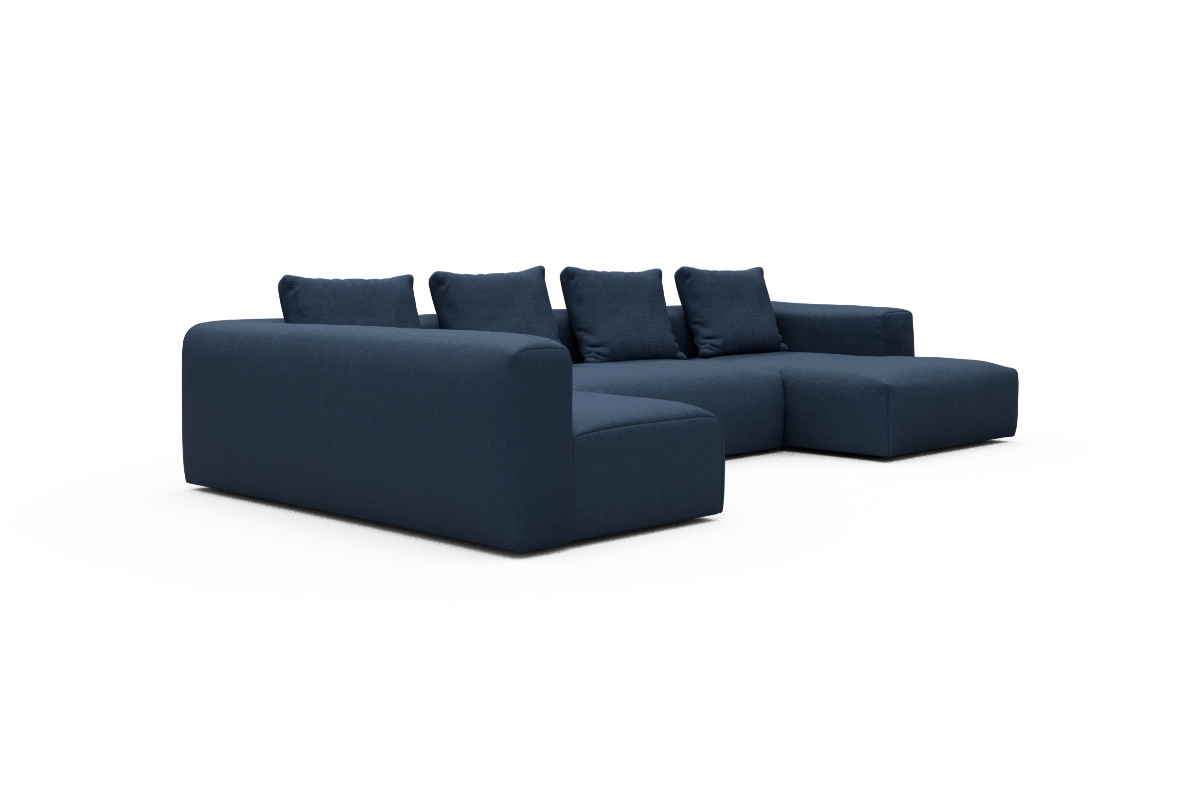 Wohnlandschaft Fred Chaiselongue rechts mit 2-Sitzer und lange Armlehne links Weda-Blue