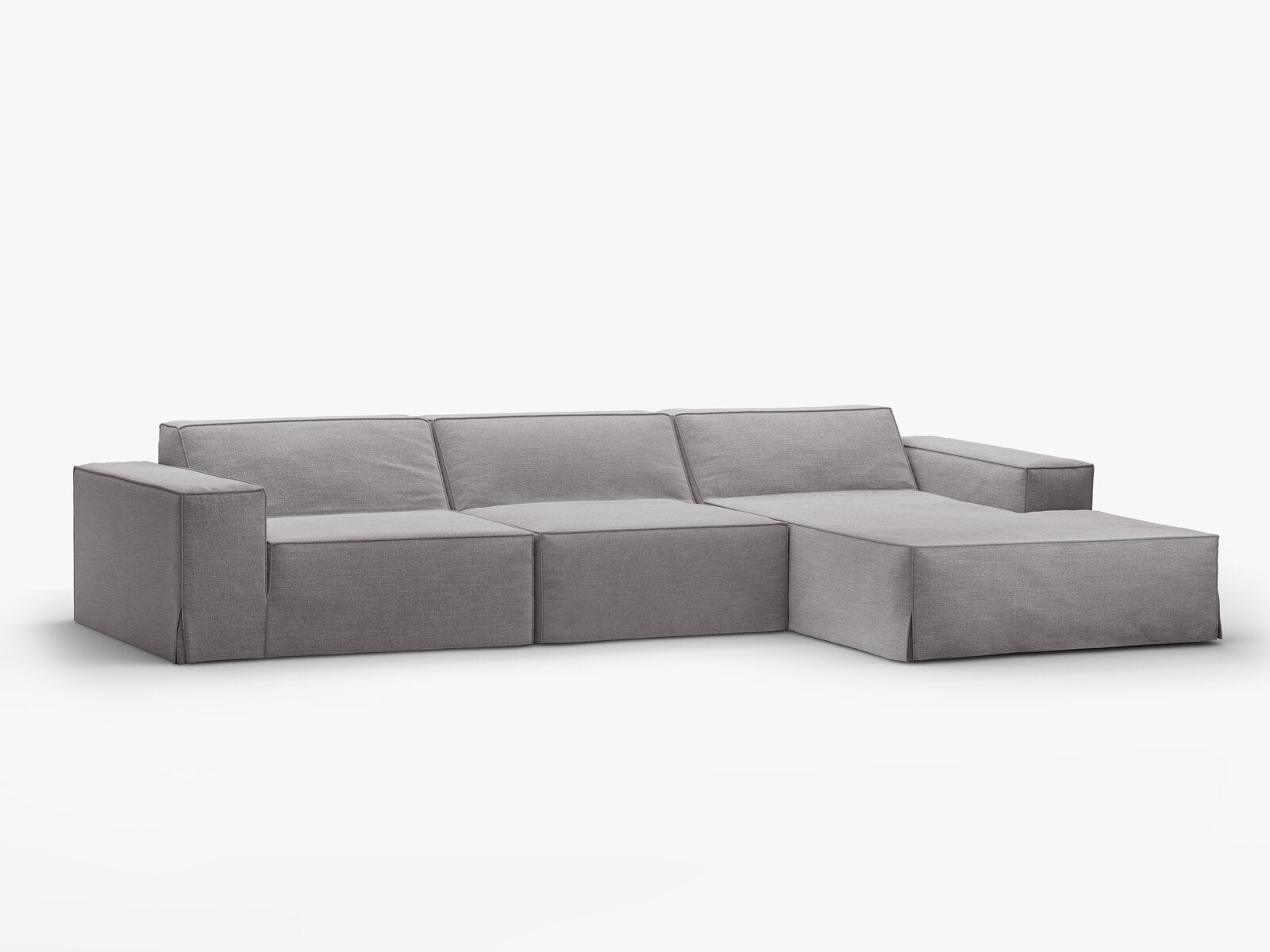 Micadoni Ecksofa Jodie 4-Sitzer Rechts Strukturierter Stoff Lins Warmes Grau