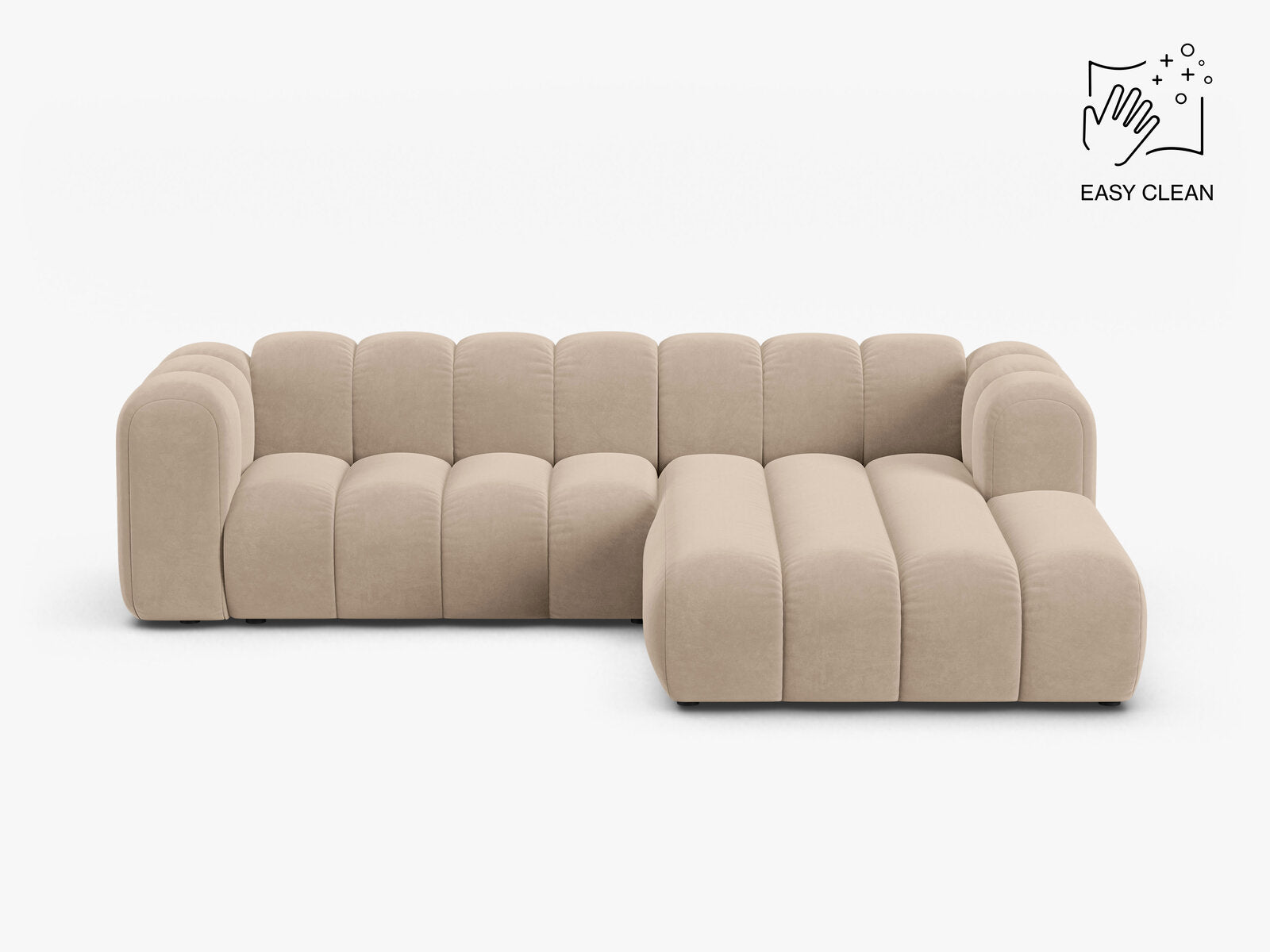 Micadoni Modulares Ecksofa Lupine 4-Sitzer mittelgroß Rechts Samt Venus Beige