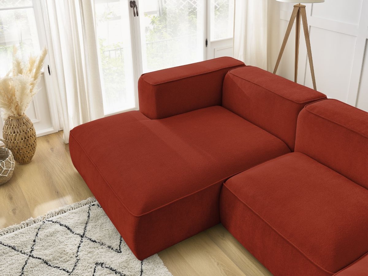 Bobochic Zephyr Ecksofa 349 × 165 cm Strukturstoff Orange Ecke links