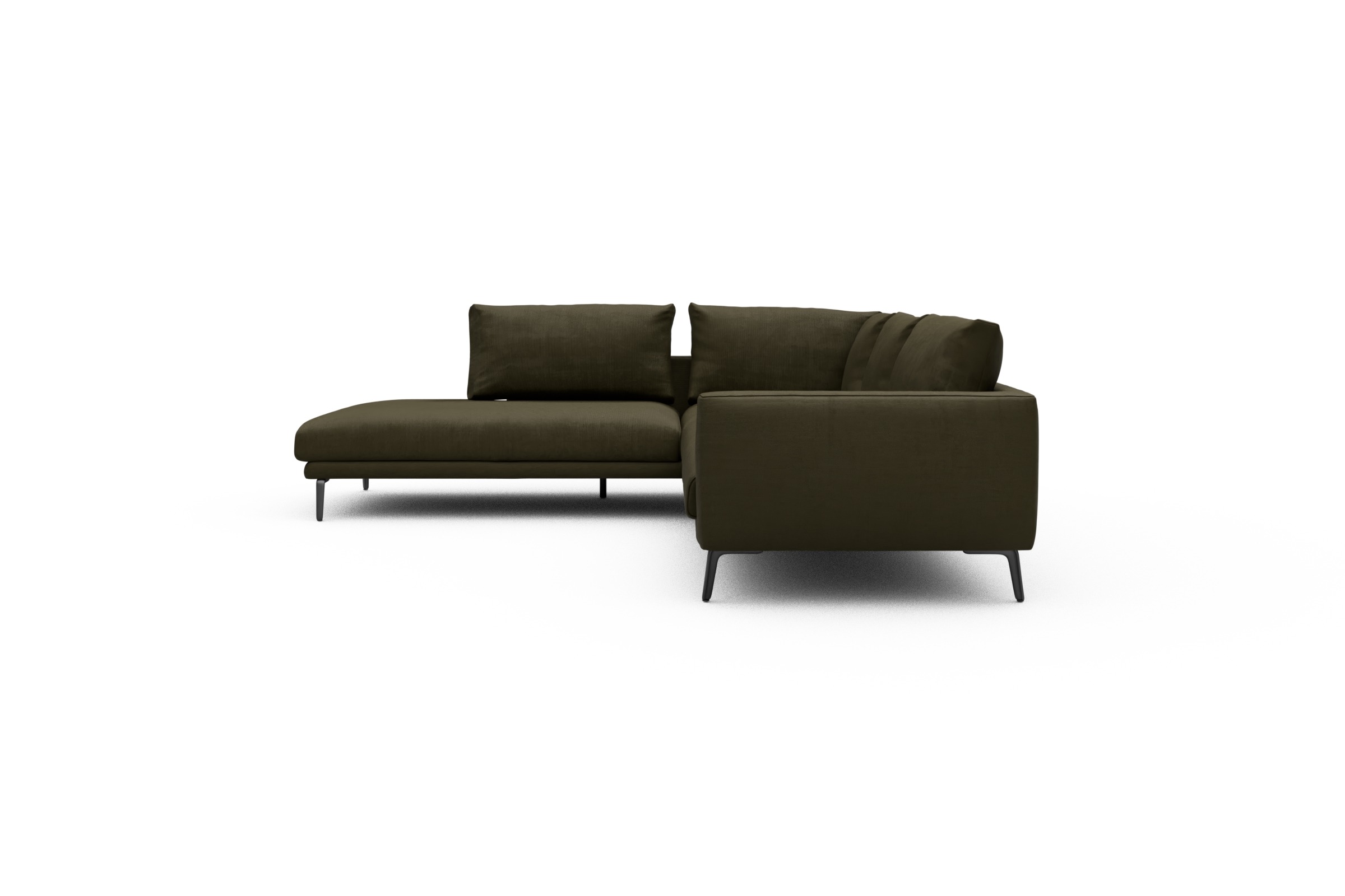 Ecksofa Karl Relax-Ecke links mit 2,5-Sitzer Cordufine-Pine-Green