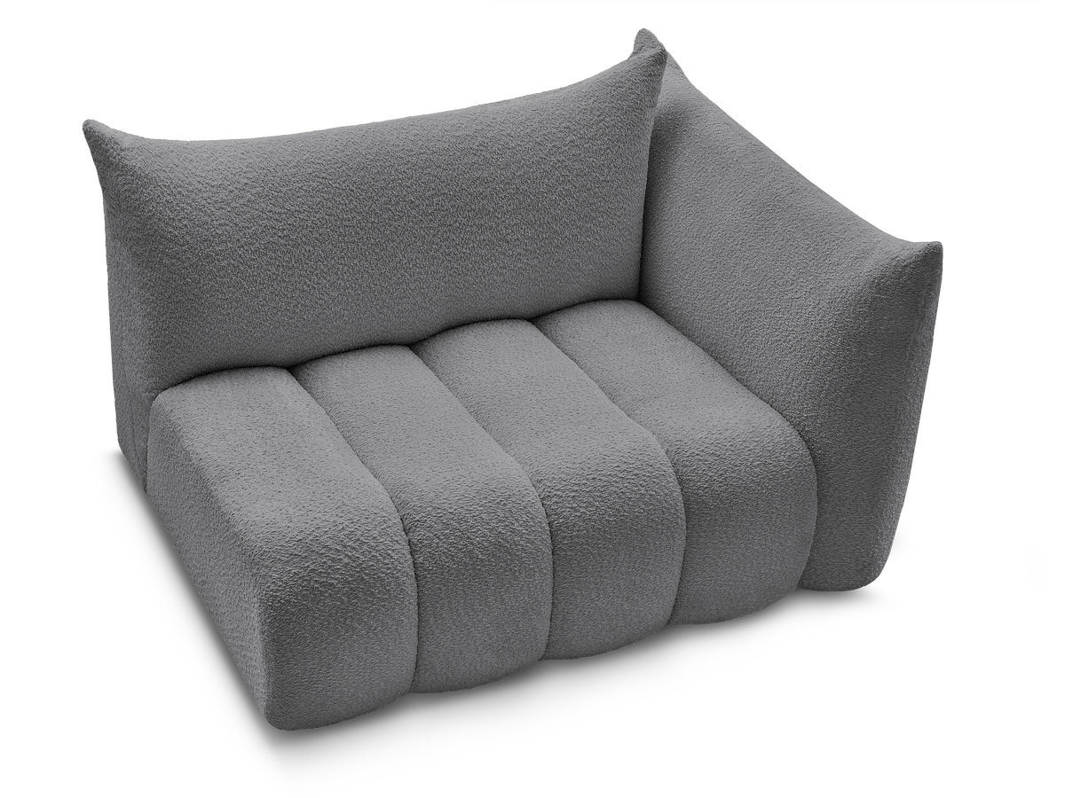 Bobochic Azra Sofamodul 2-Sitzer 143 × 112 cm Bouclé-Stoff Dunkelgrau Ecke rechts