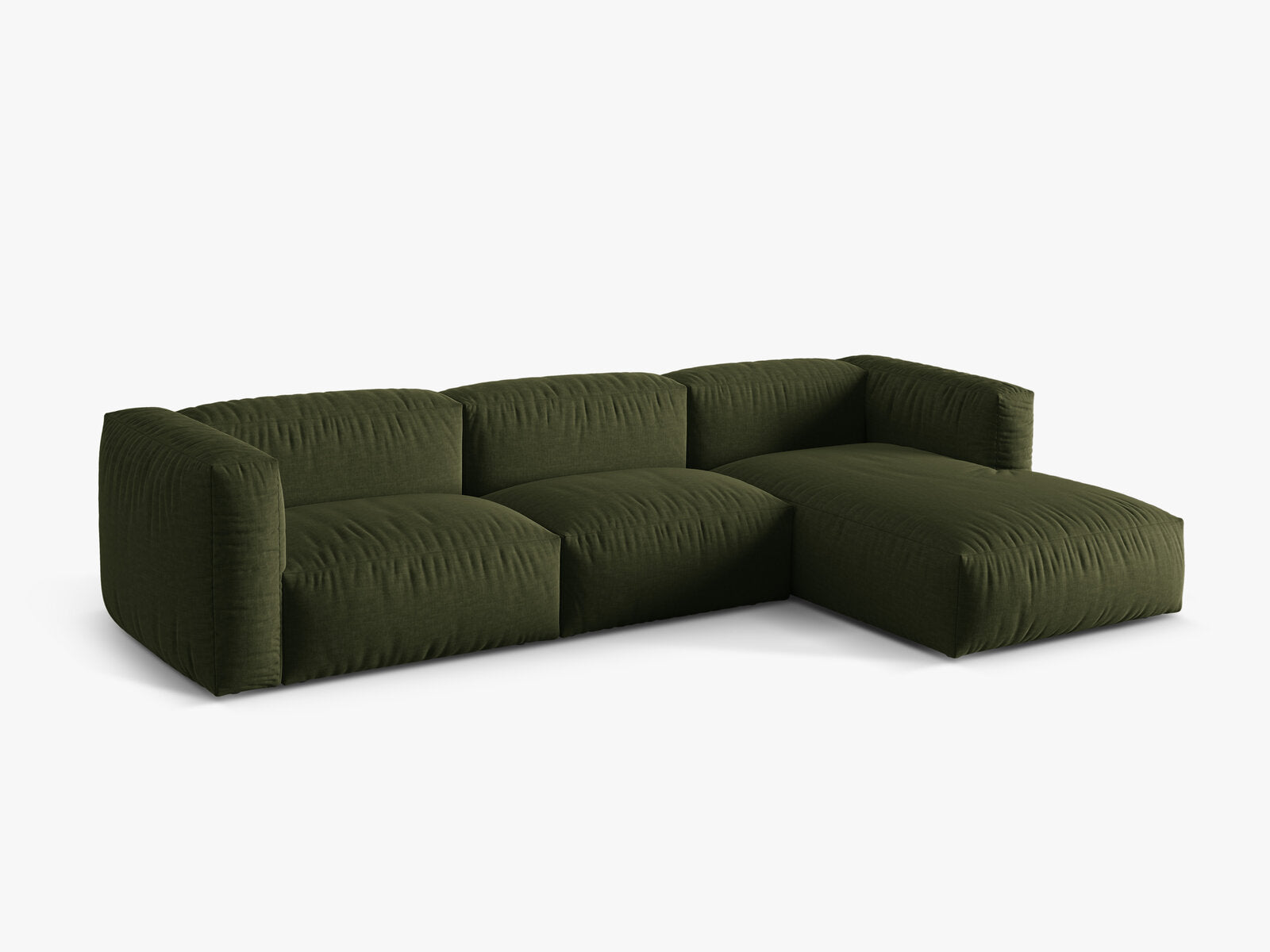 Micadoni Ecksofa Martina 3-Sitzer Rechts Strukturierter Stoff Boston Grün