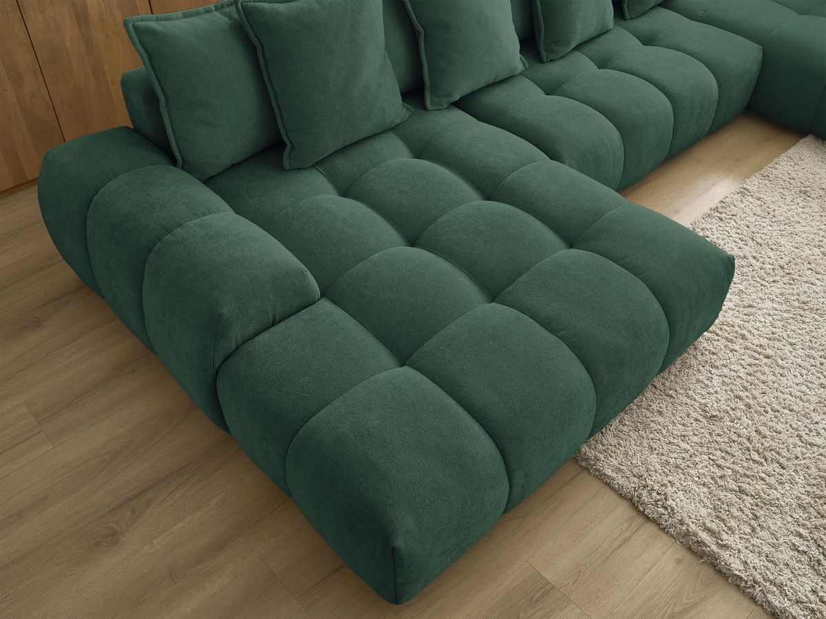 Bobochic Everest Wohnlandschaft, 14 Kissen Strukturstoff Grün Ecke links