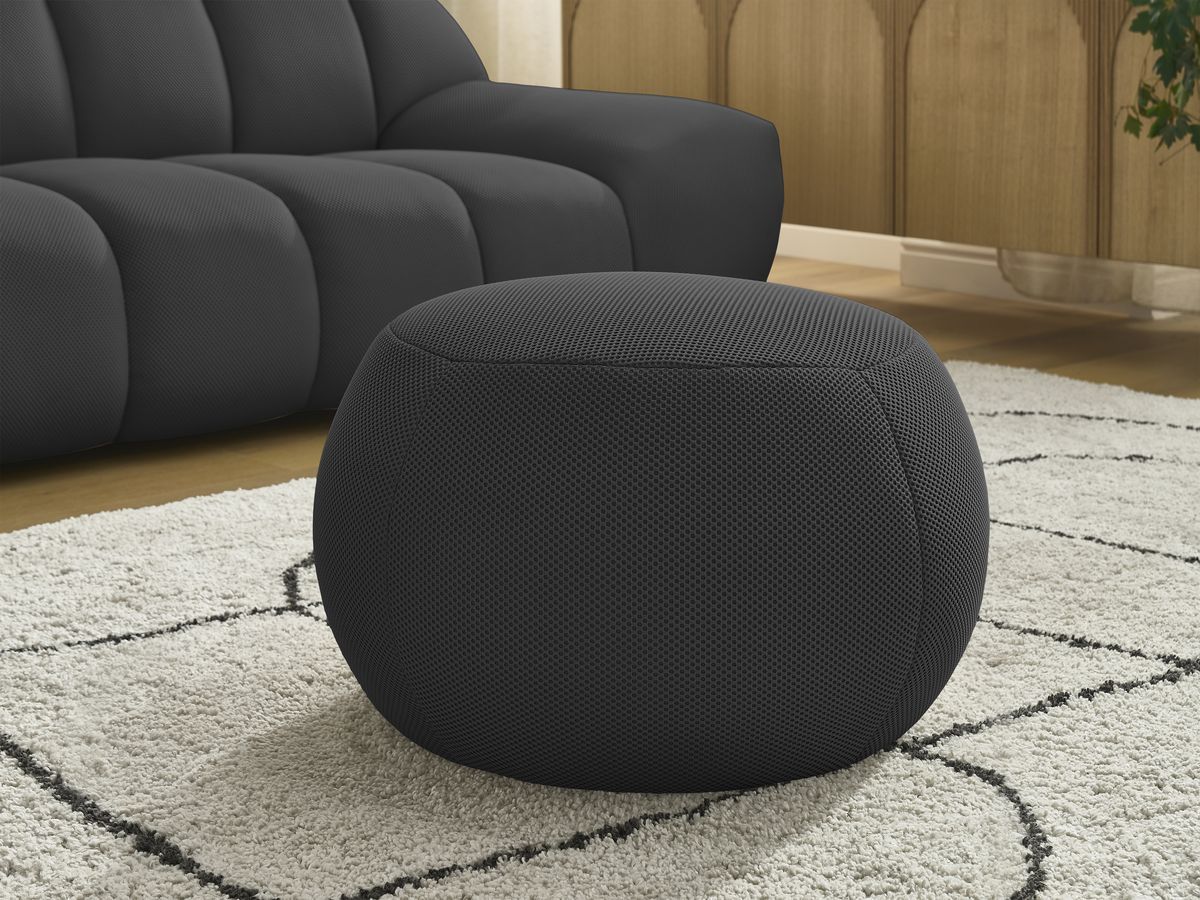 Bobochic Hayden Sofa 3-Sitzer mit Pouf 226 × 107 cm Mesh-Stoff Schwarz