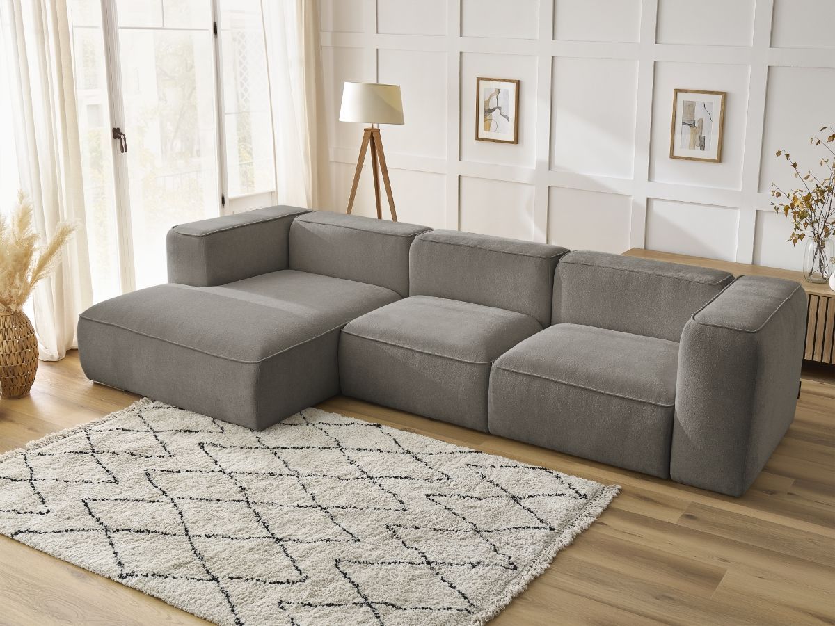 Bobochic Zephyr Ecksofa 349 × 165 cm Strukturstoff Taupe Ecke links